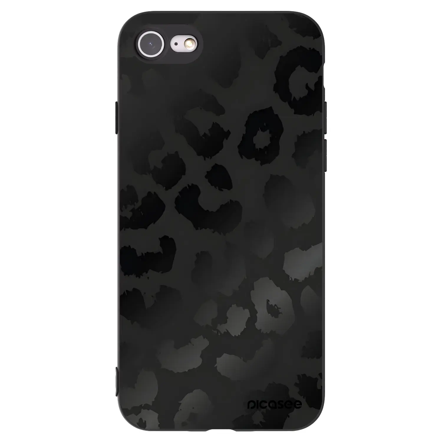 Silikonový černý obal pro Apple iPhone SE 2022 - Midnight Leopard