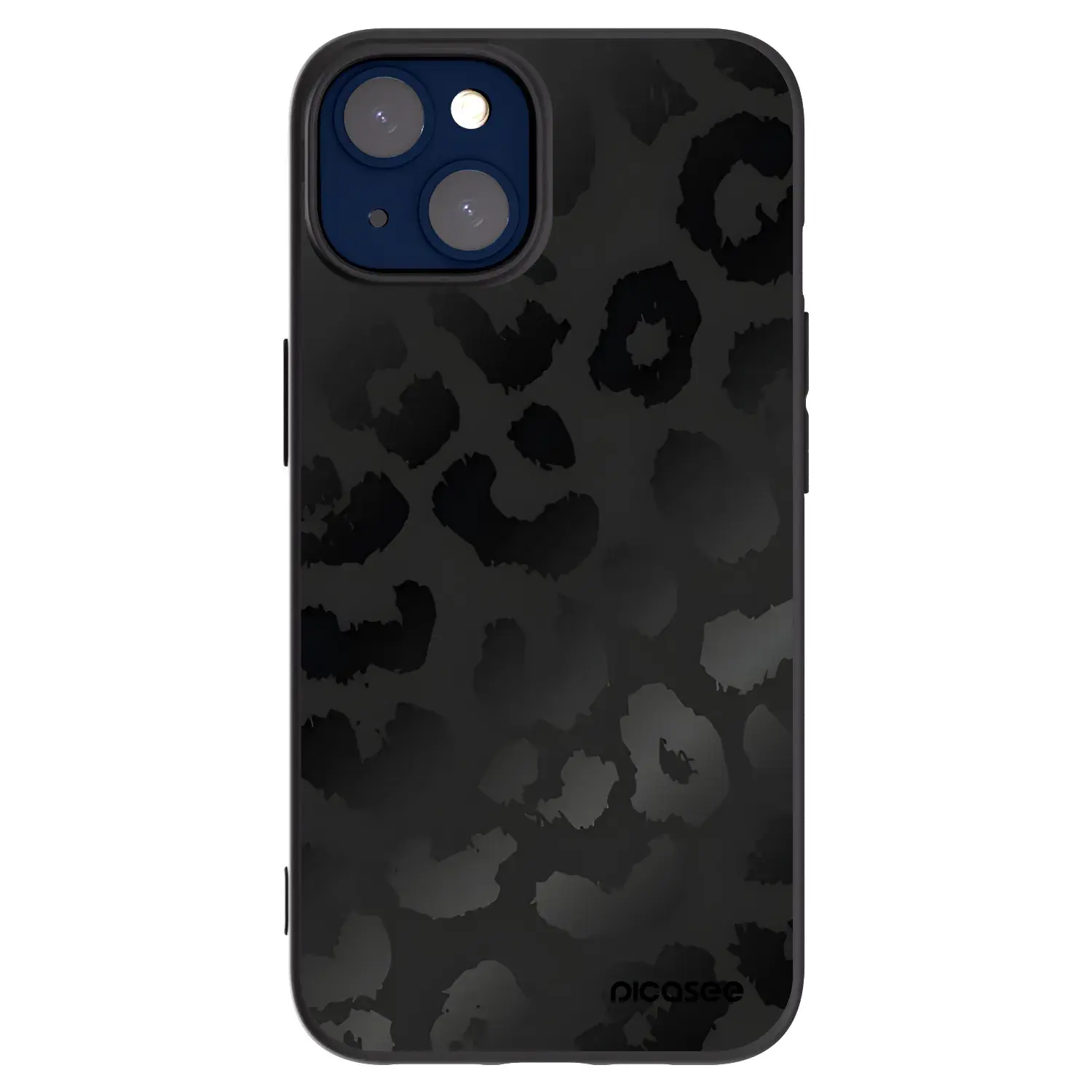 Silikonový černý obal pro Apple iPhone 14 - Midnight Leopard