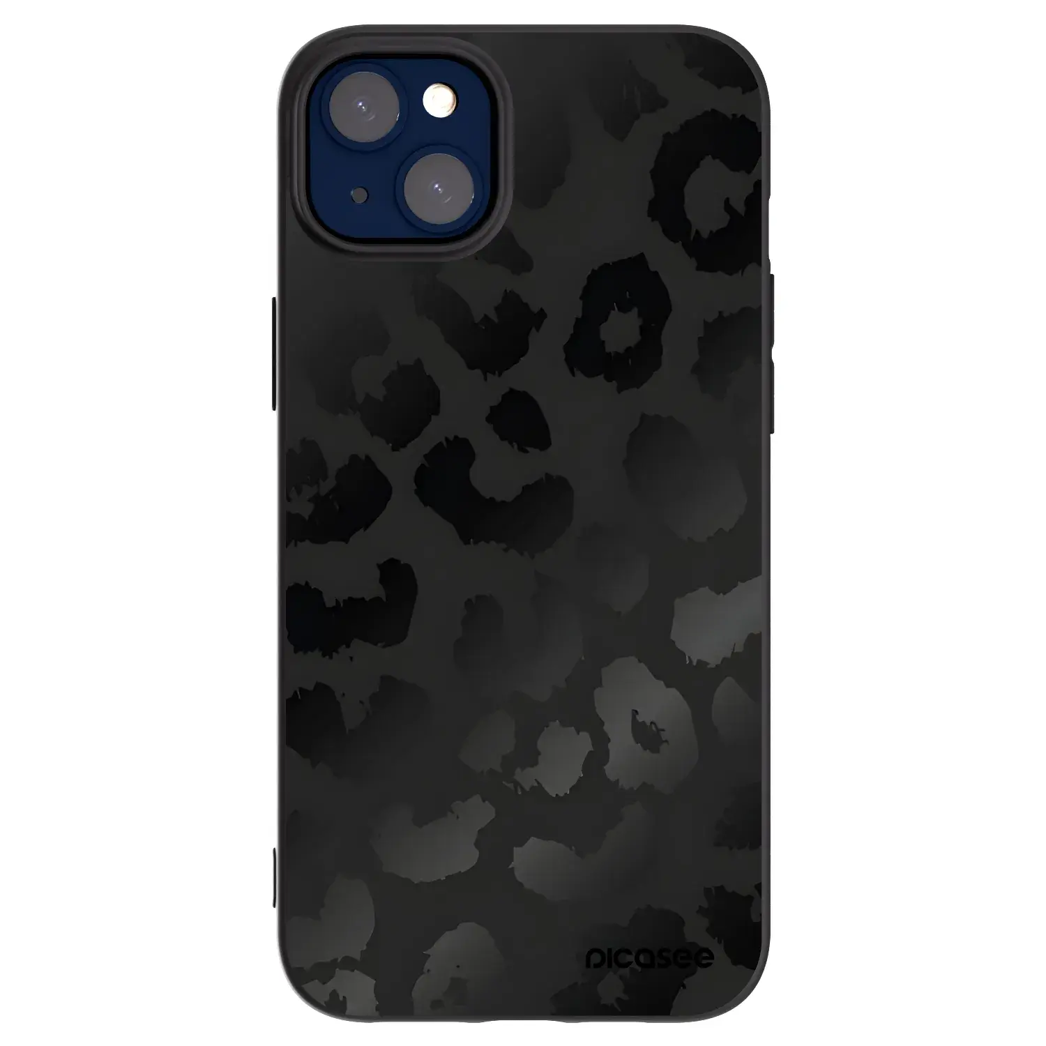 Silikonový černý obal pro Apple iPhone 14 Plus - Midnight Leopard