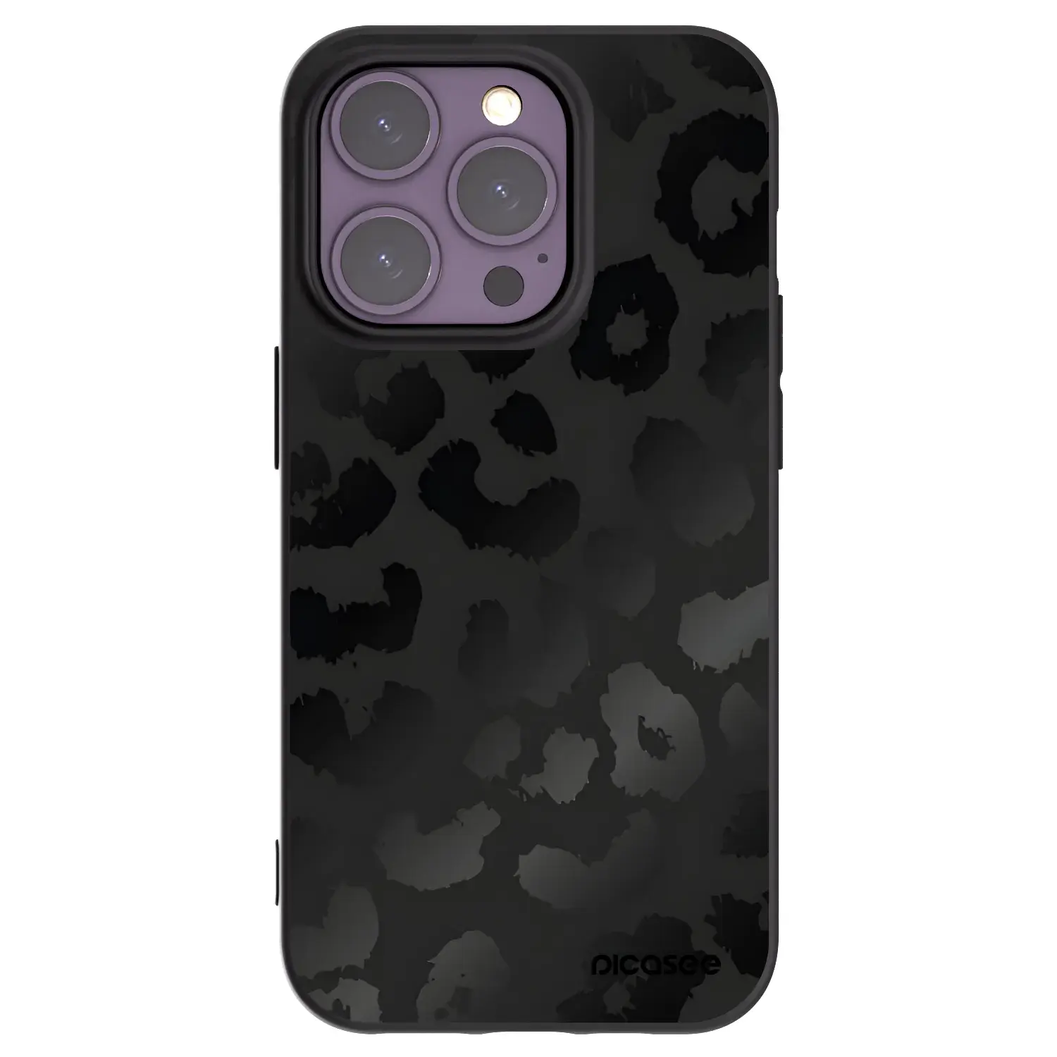 Silikonový černý obal pro Apple iPhone 14 Pro - Midnight Leopard