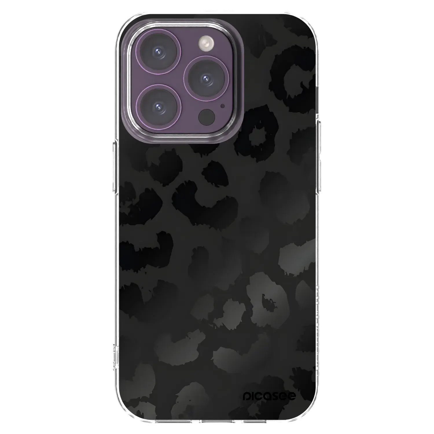 Silikonový průhledný obal pro Apple iPhone 14 Pro - Midnight Leopard