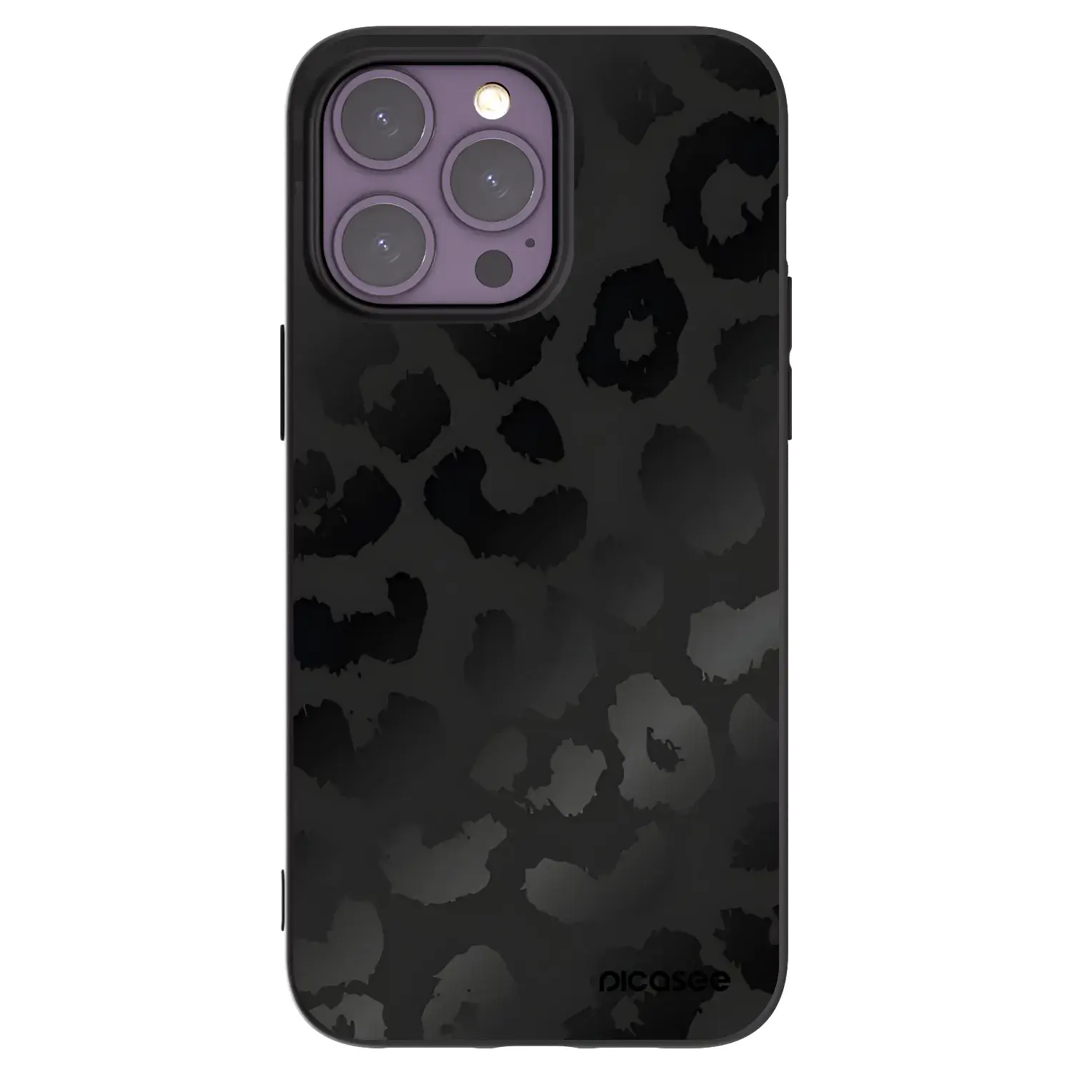 Silikonový černý obal pro Apple iPhone 14 Pro Max - Midnight Leopard