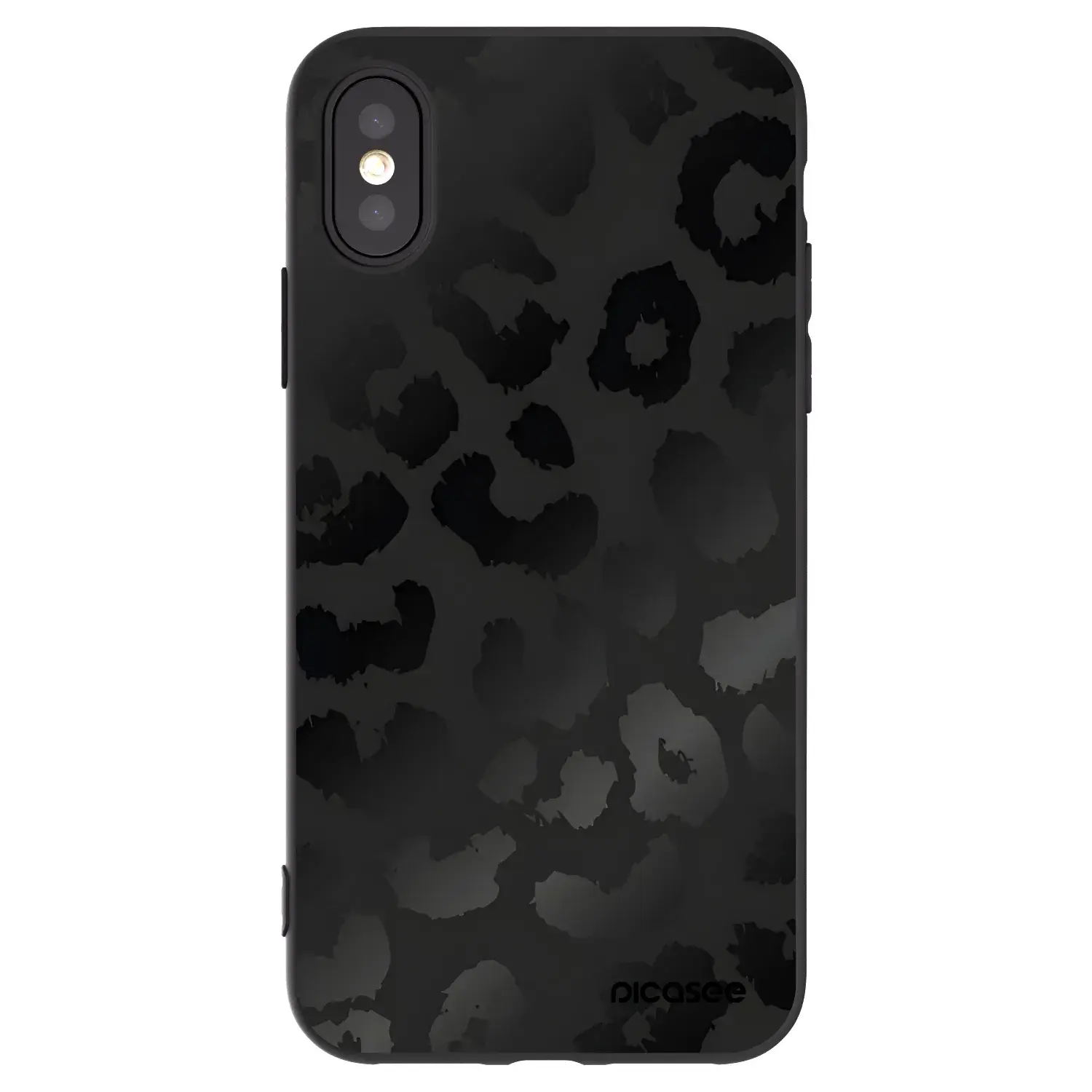 Silikonový černý obal pro Apple iPhone X/XS - Midnight Leopard