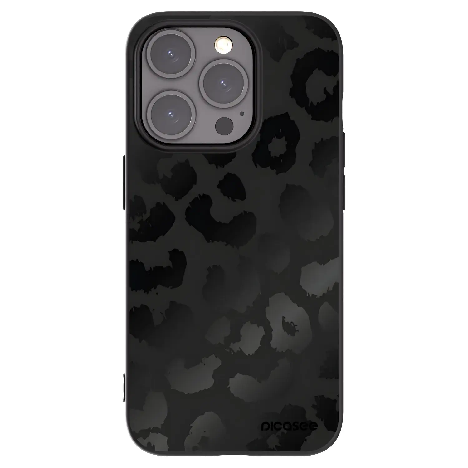 Silikonový černý obal pro Apple iPhone 15 Pro - Midnight Leopard