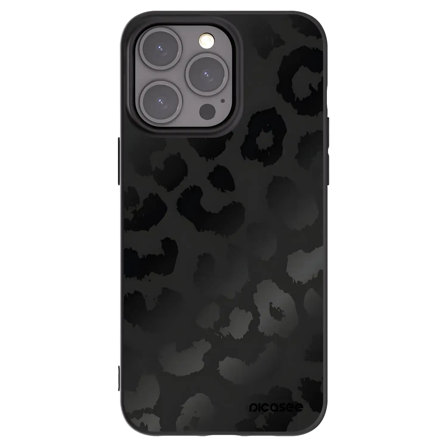 Silikonový černý obal pro Apple iPhone 15 Pro Max - Midnight Leopard