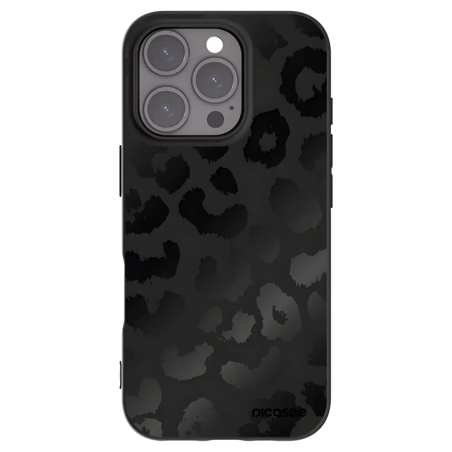 Silikonový černý obal pro Apple iPhone 16 Pro - Midnight Leopard