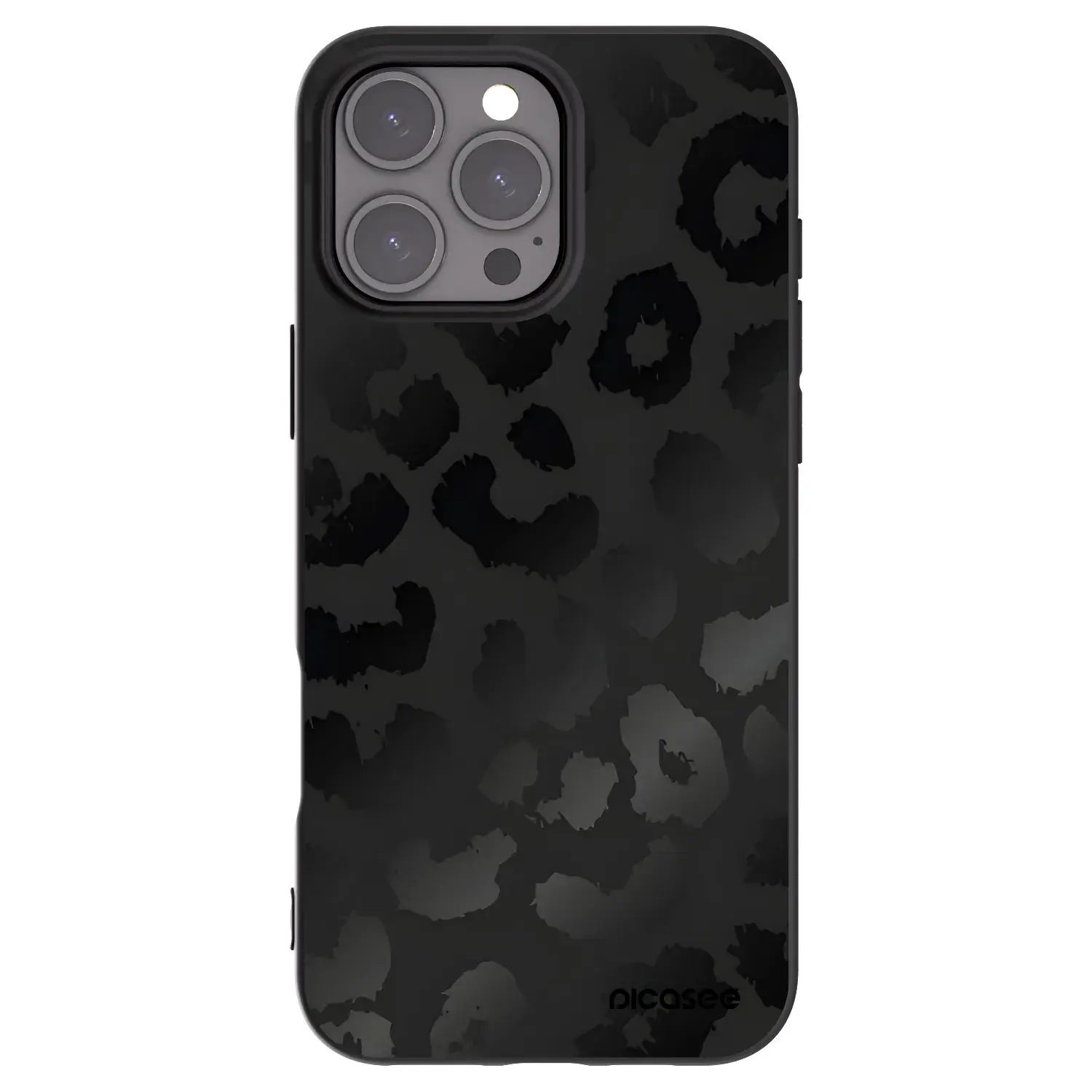 Silikonový černý obal pro Apple iPhone 16 Pro Max - Midnight Leopard
