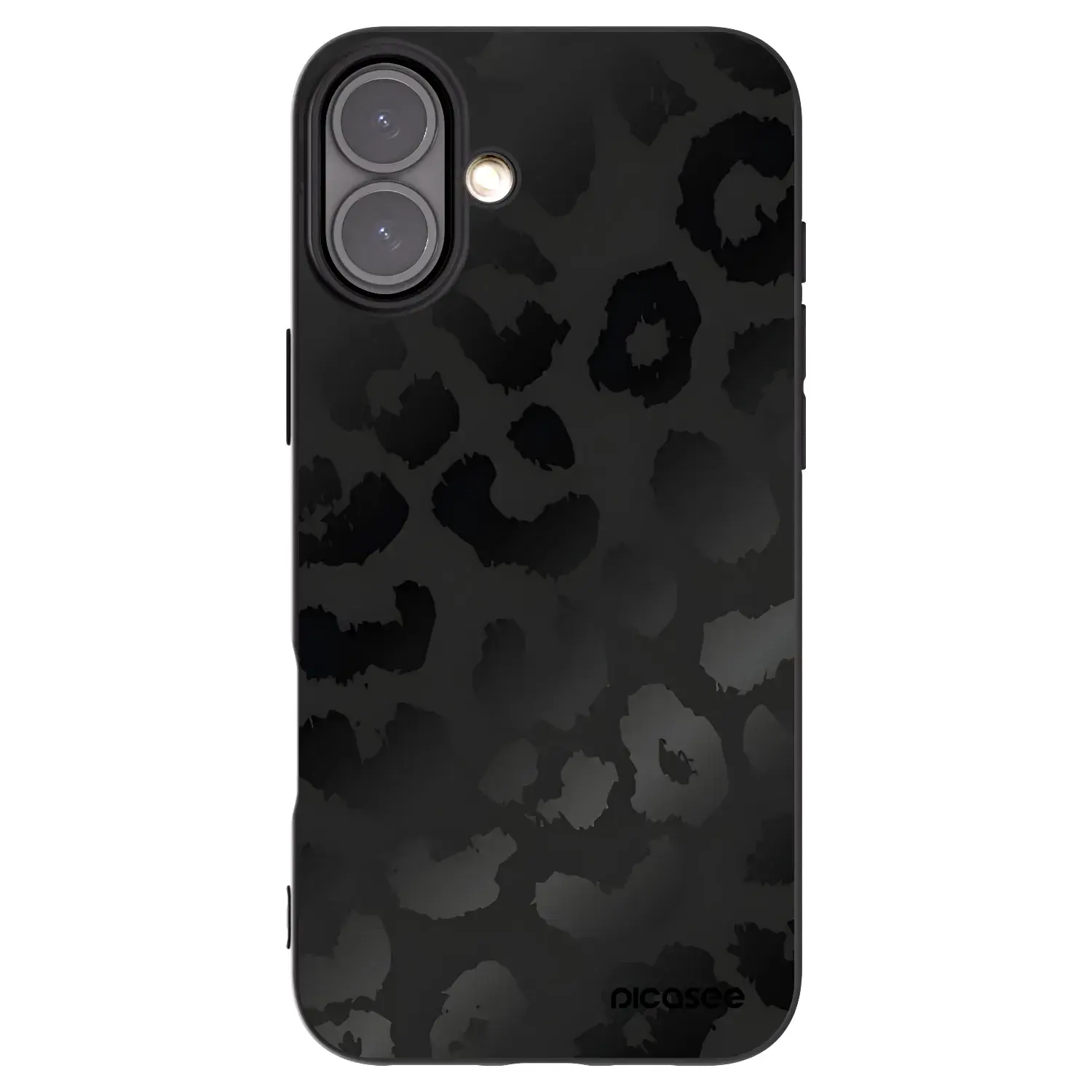 Silikonový černý obal pro Apple iPhone 16 Plus - Midnight Leopard