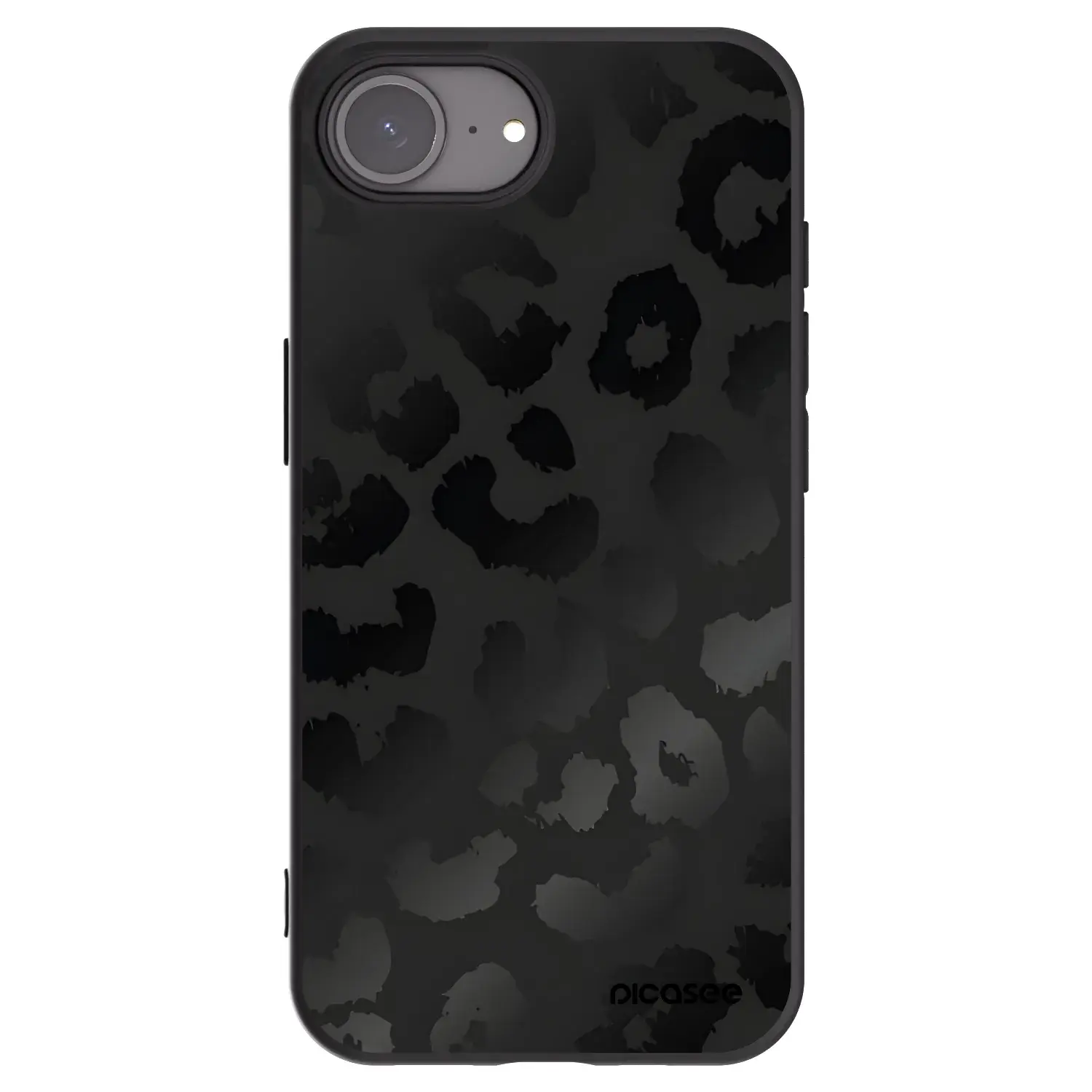 Silikonový černý obal pro Apple iPhone 16e - Midnight Leopard