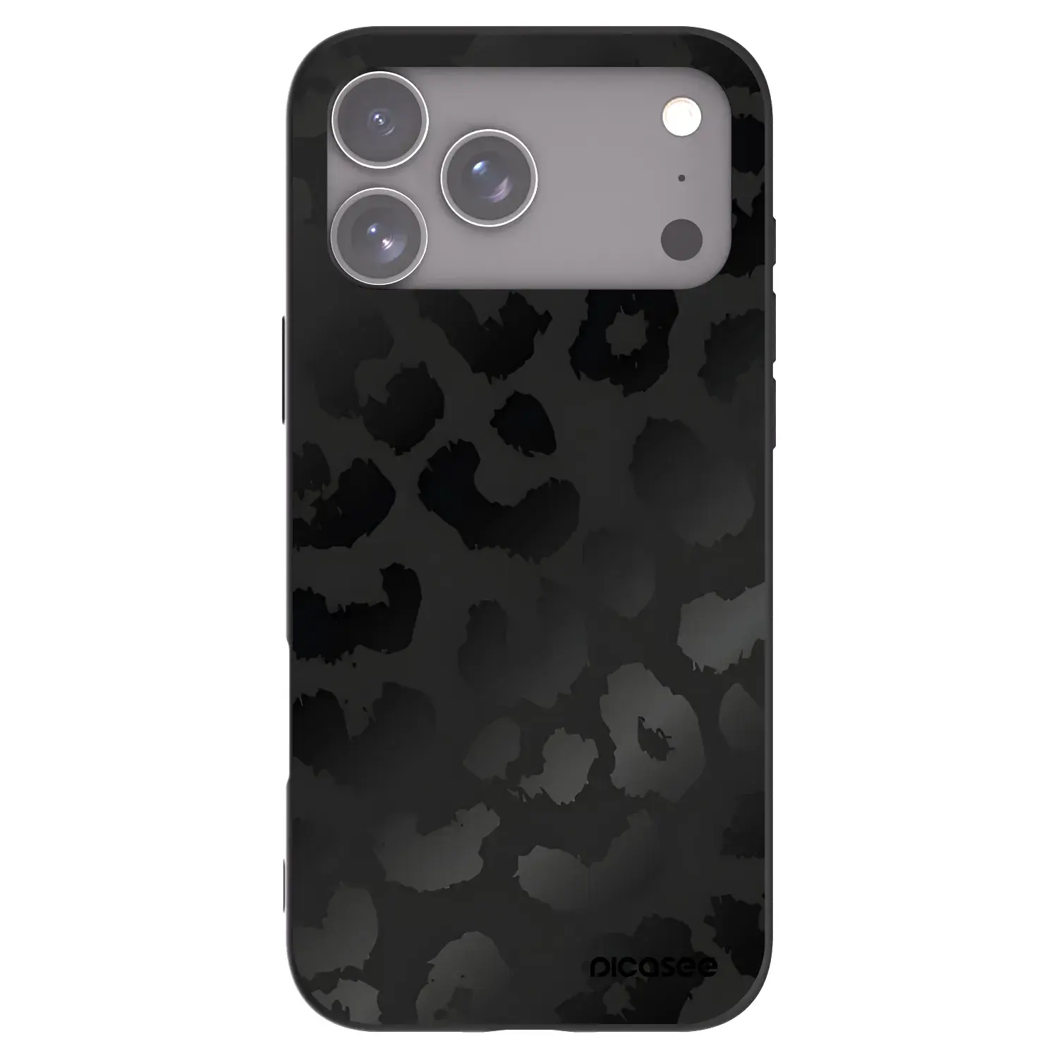 Silikonový černý obal pro Apple iPhone 17 Pro Max - Midnight Leopard