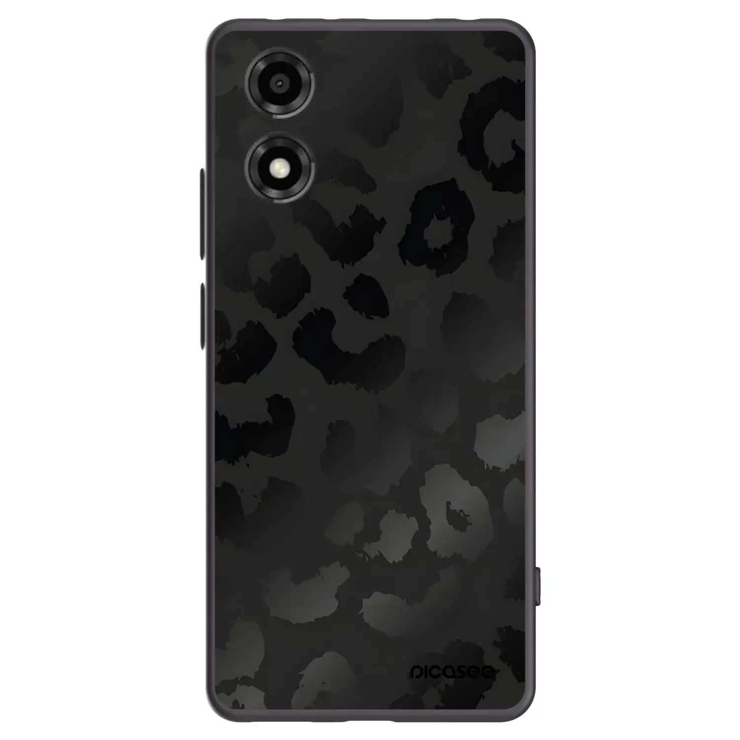 Silikonový černý obal pro Motorola Moto E14 - Midnight Leopard
