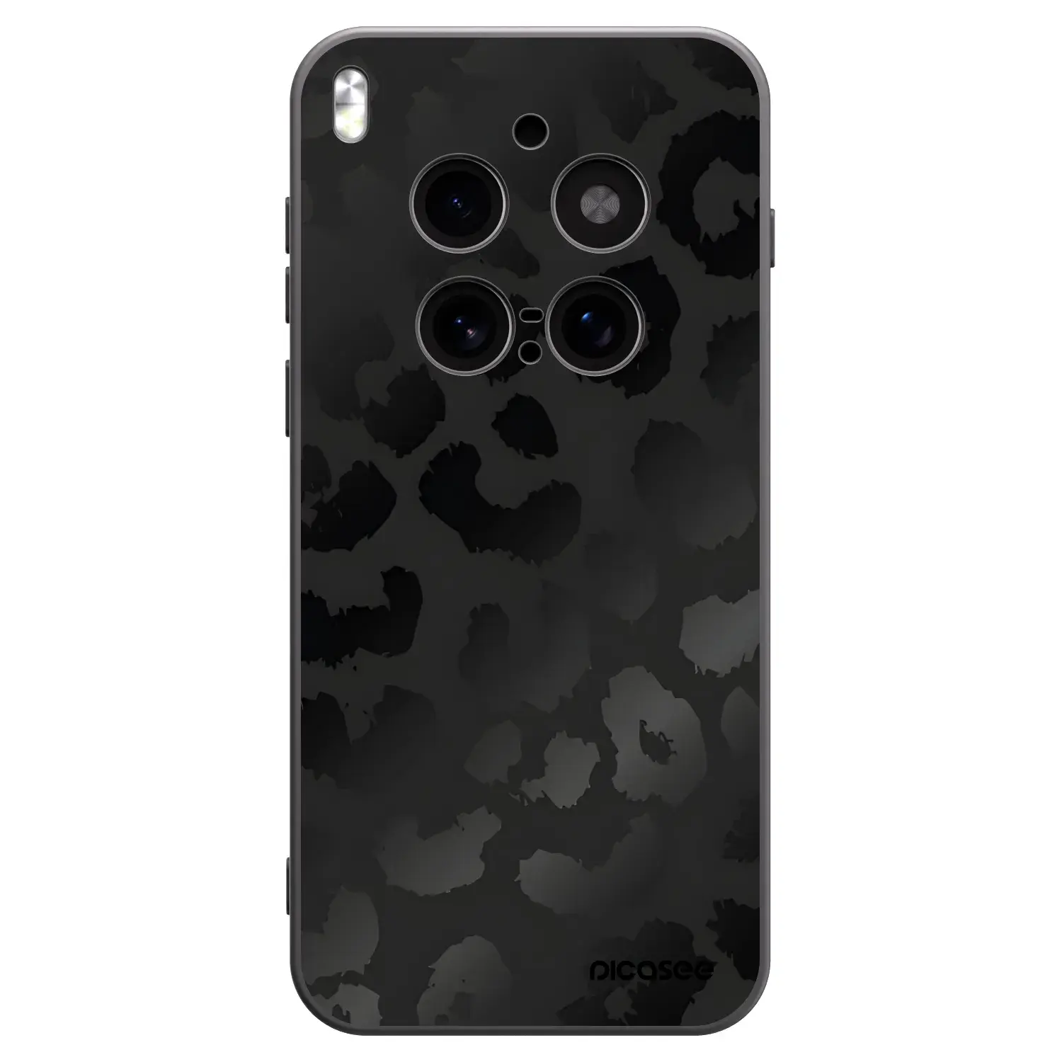 Silikonový černý obal pro Vivo X300 Pro - Midnight Leopard