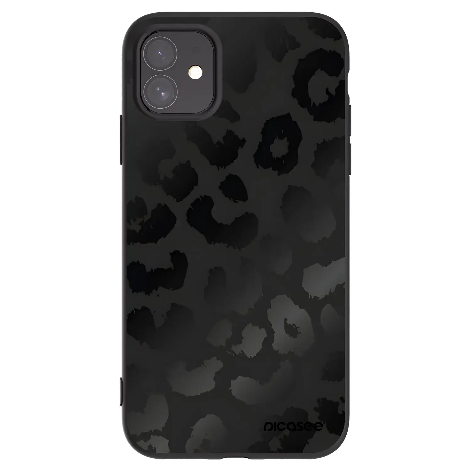 Silikonový černý obal pro Apple iPhone 11 - Midnight Leopard