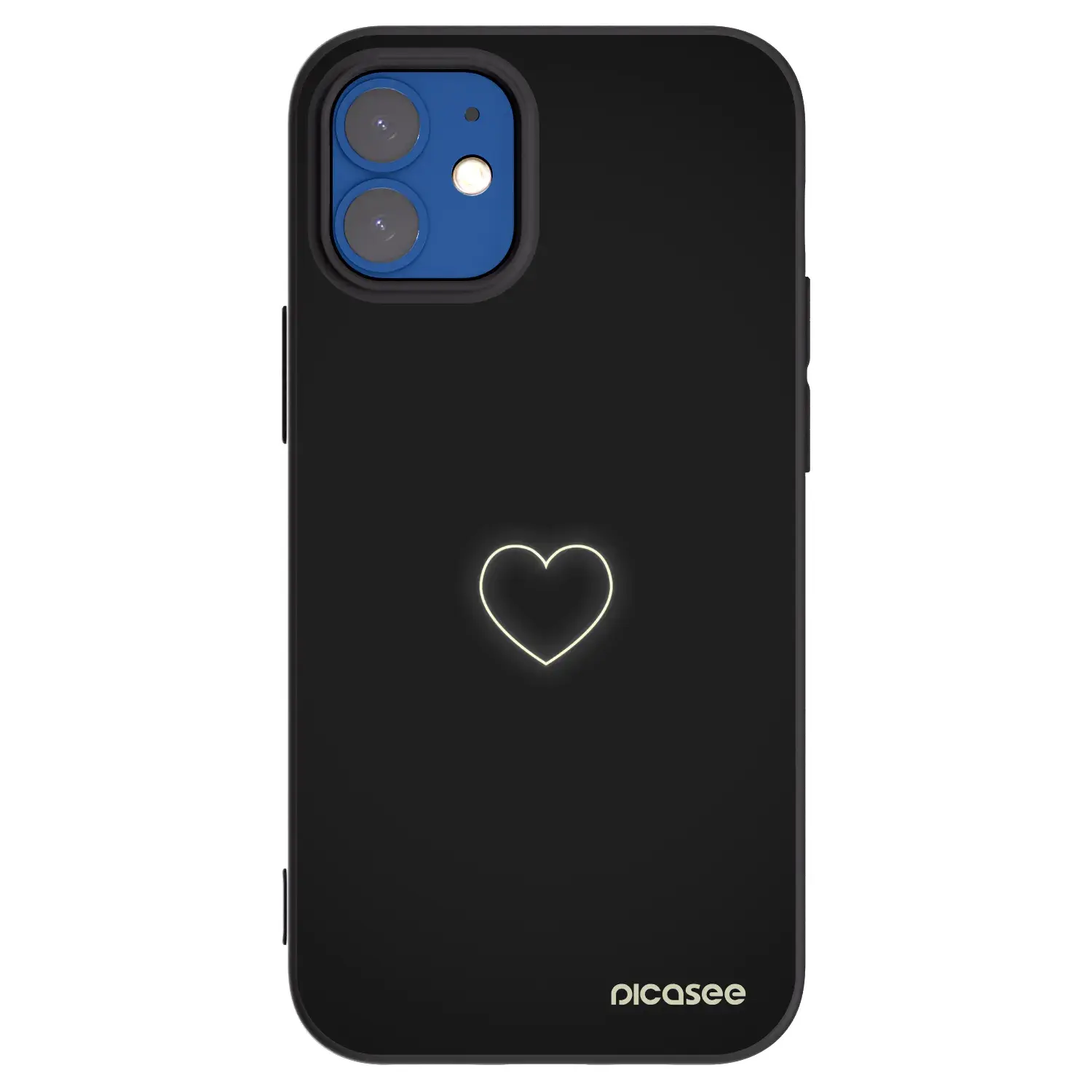 Silikonový černý obal pro Apple iPhone 12 mini - Heart