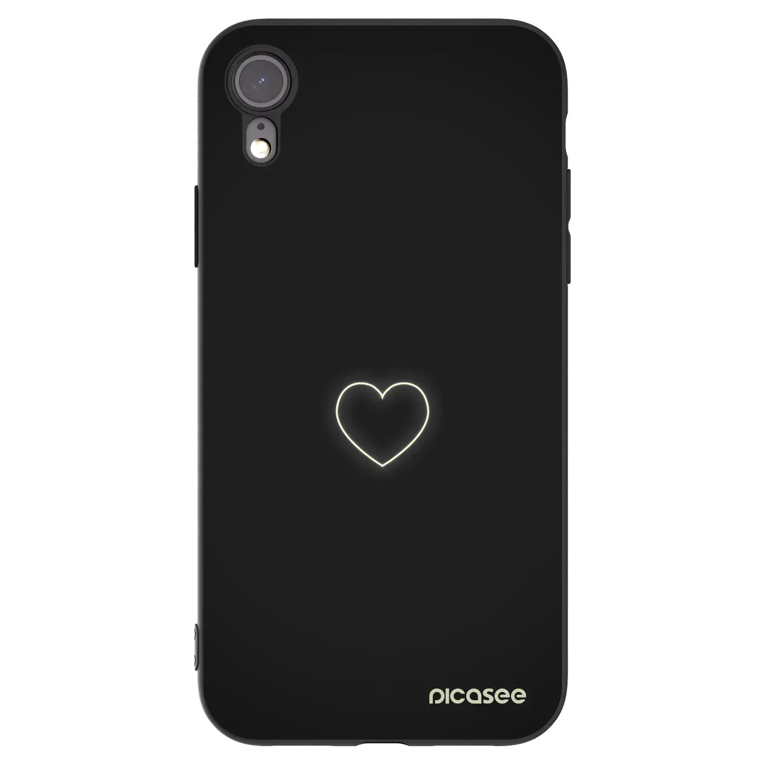 Silikonový černý obal pro Apple iPhone XR - Heart