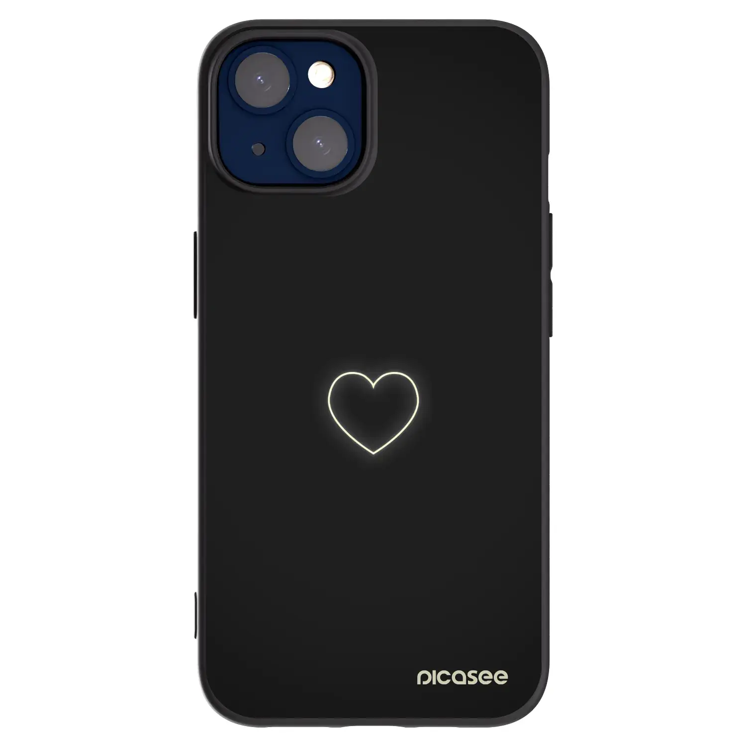Silikonový černý obal pro Apple iPhone 14 - Heart
