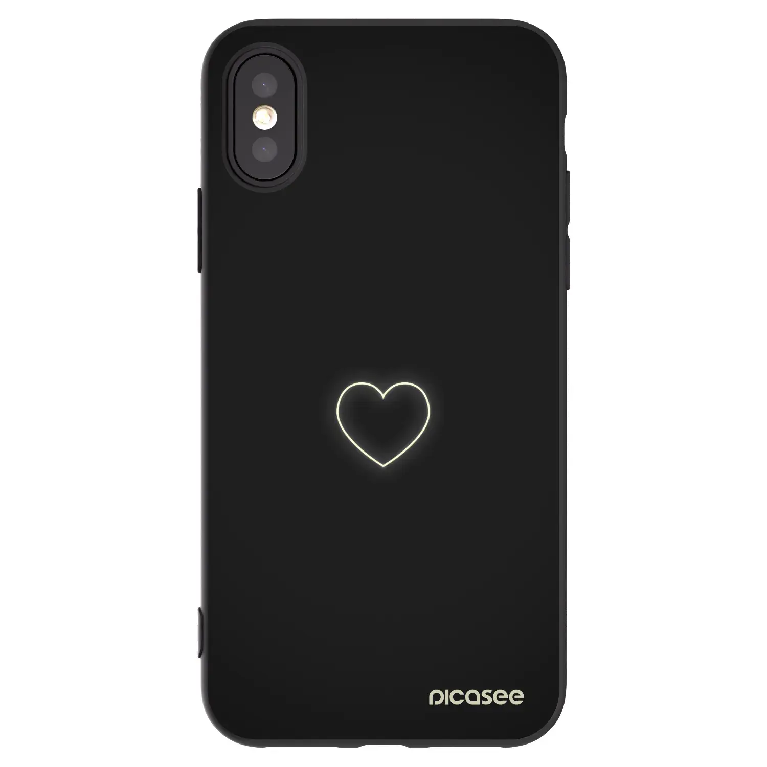 Silikonový černý obal pro Apple iPhone X/XS - Heart