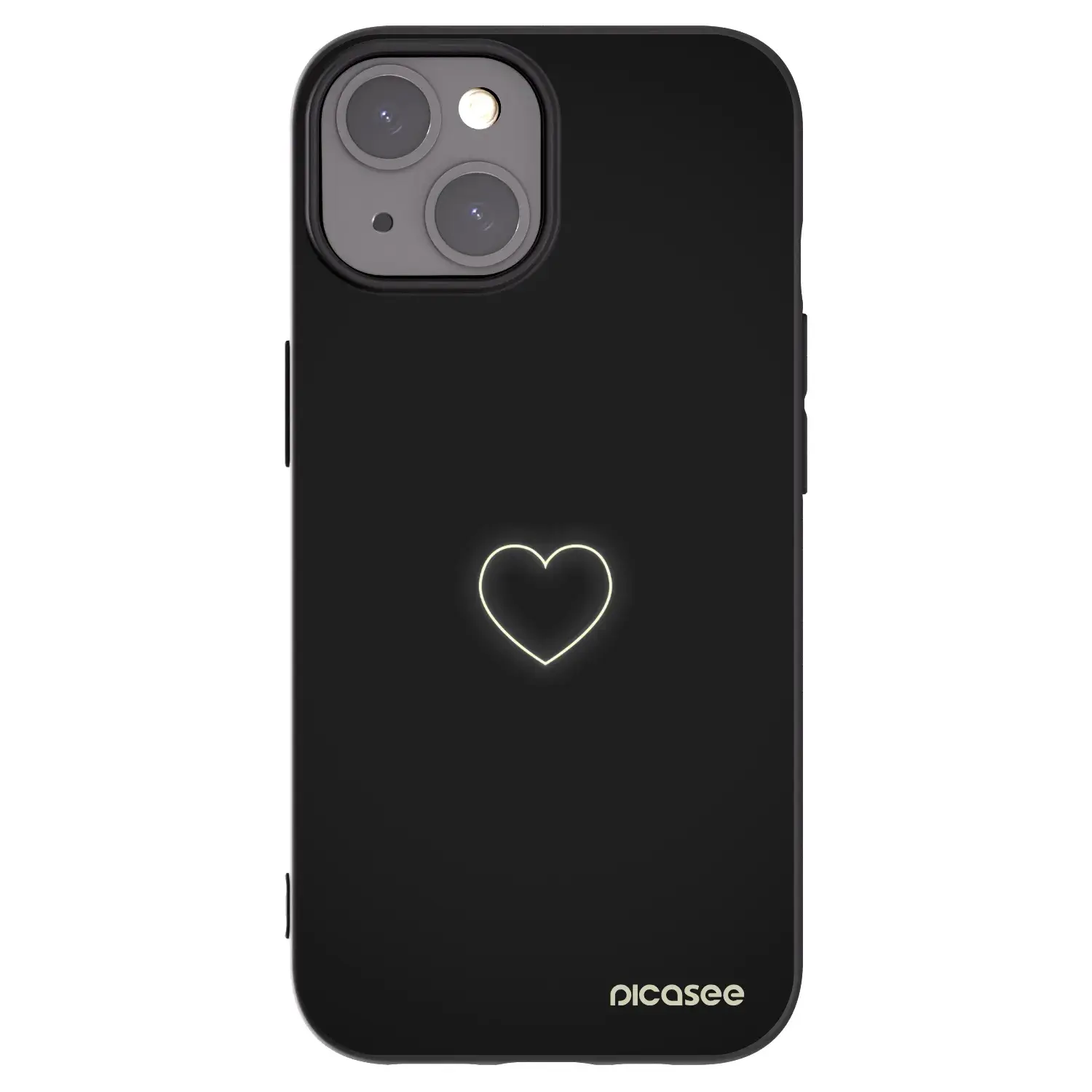Silikonový černý obal pro Apple iPhone 15 - Heart