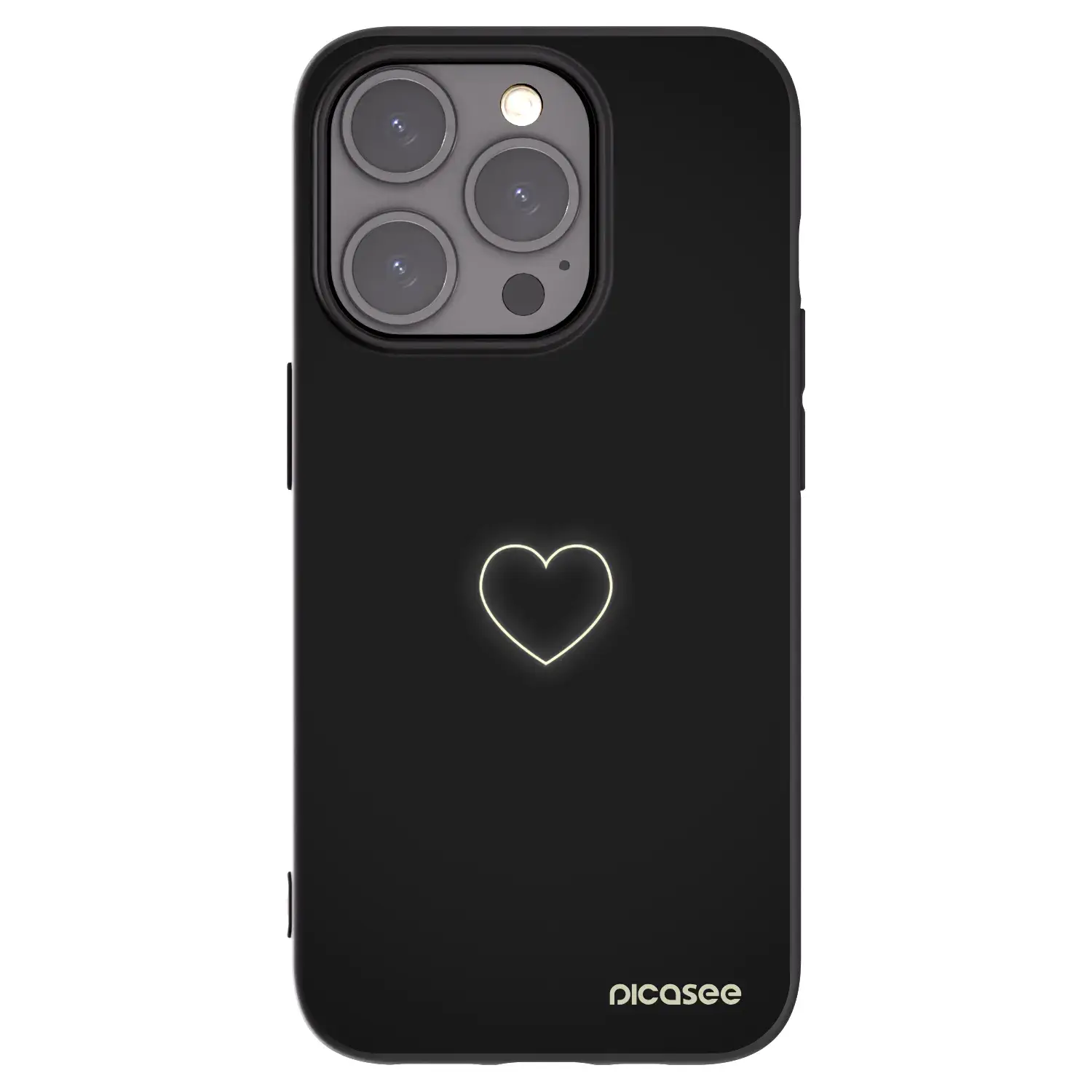 Silikonový černý obal pro Apple iPhone 15 Pro - Heart