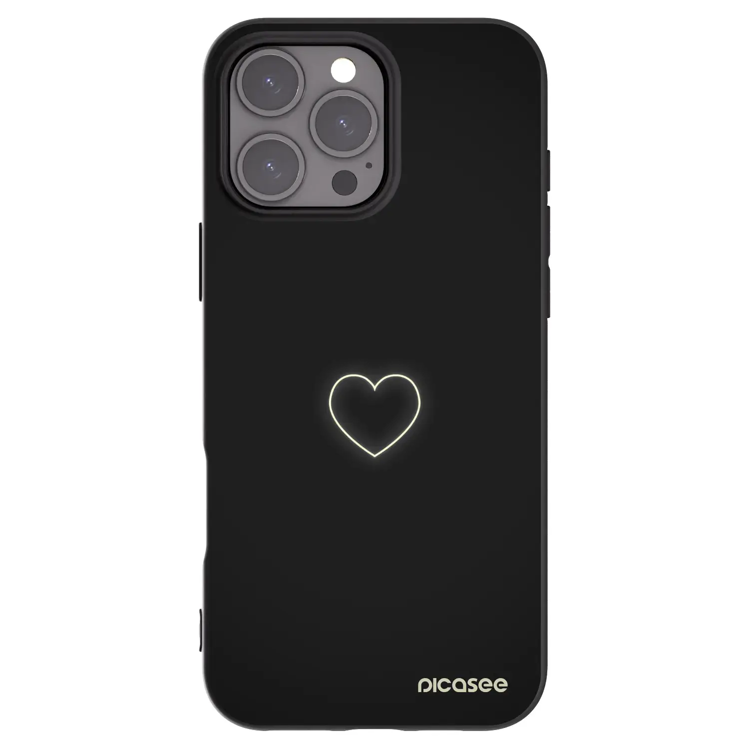 Silikonový černý obal pro Apple iPhone 16 Pro Max - Heart