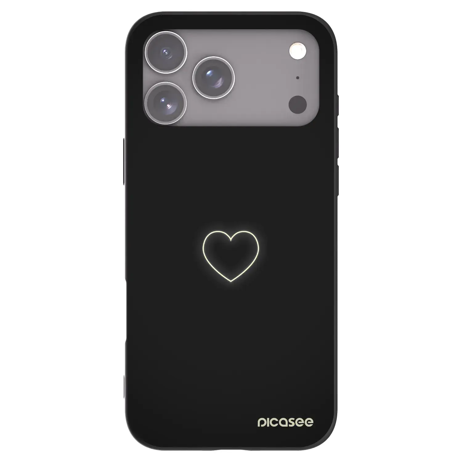 Silikonový černý obal pro Apple iPhone 17 Pro Max - Heart