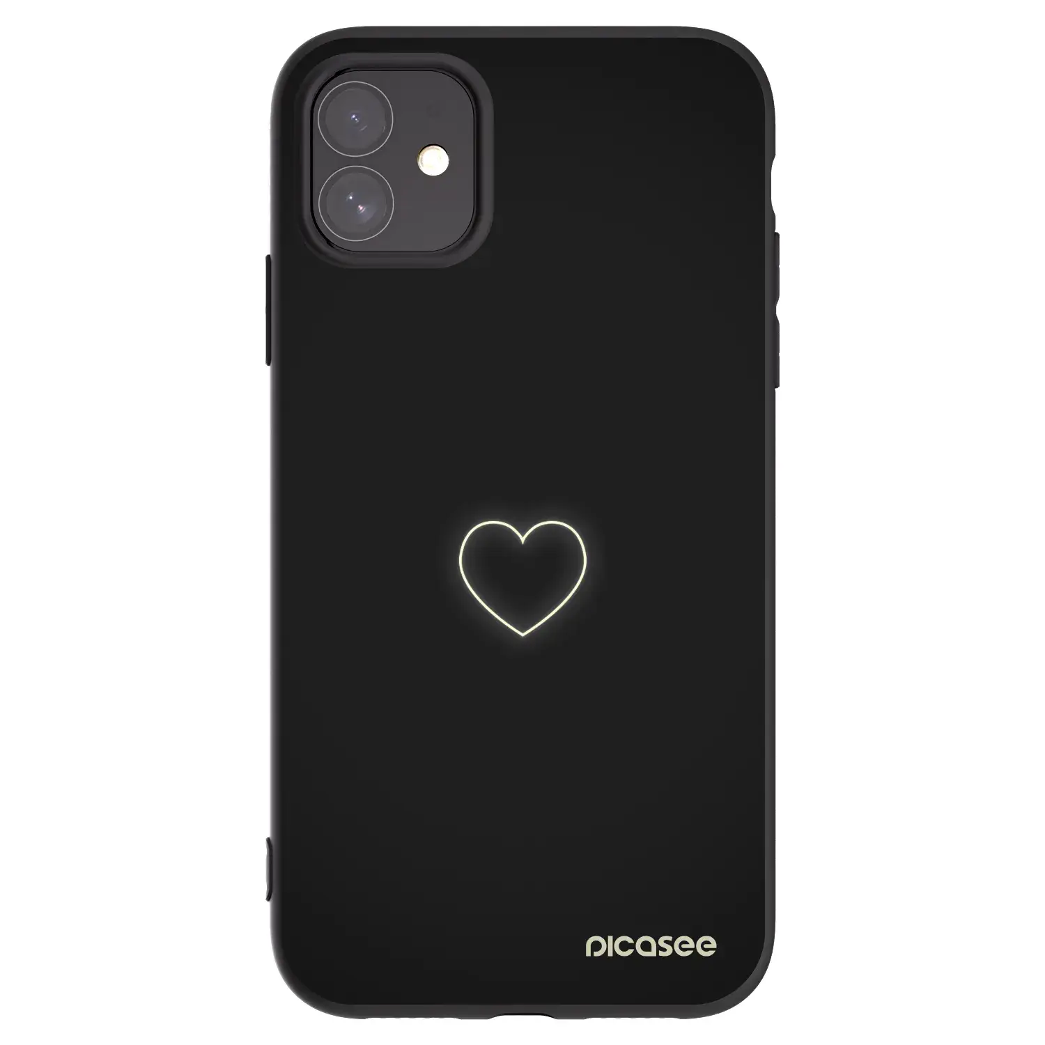 Silikonový černý obal pro Apple iPhone 11 - Heart