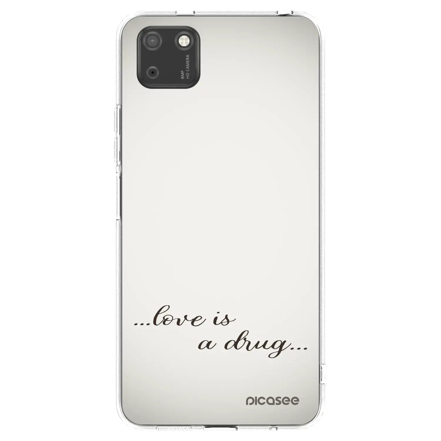 Silikonový průhledný obal pro Huawei Y5P - Love is a drug