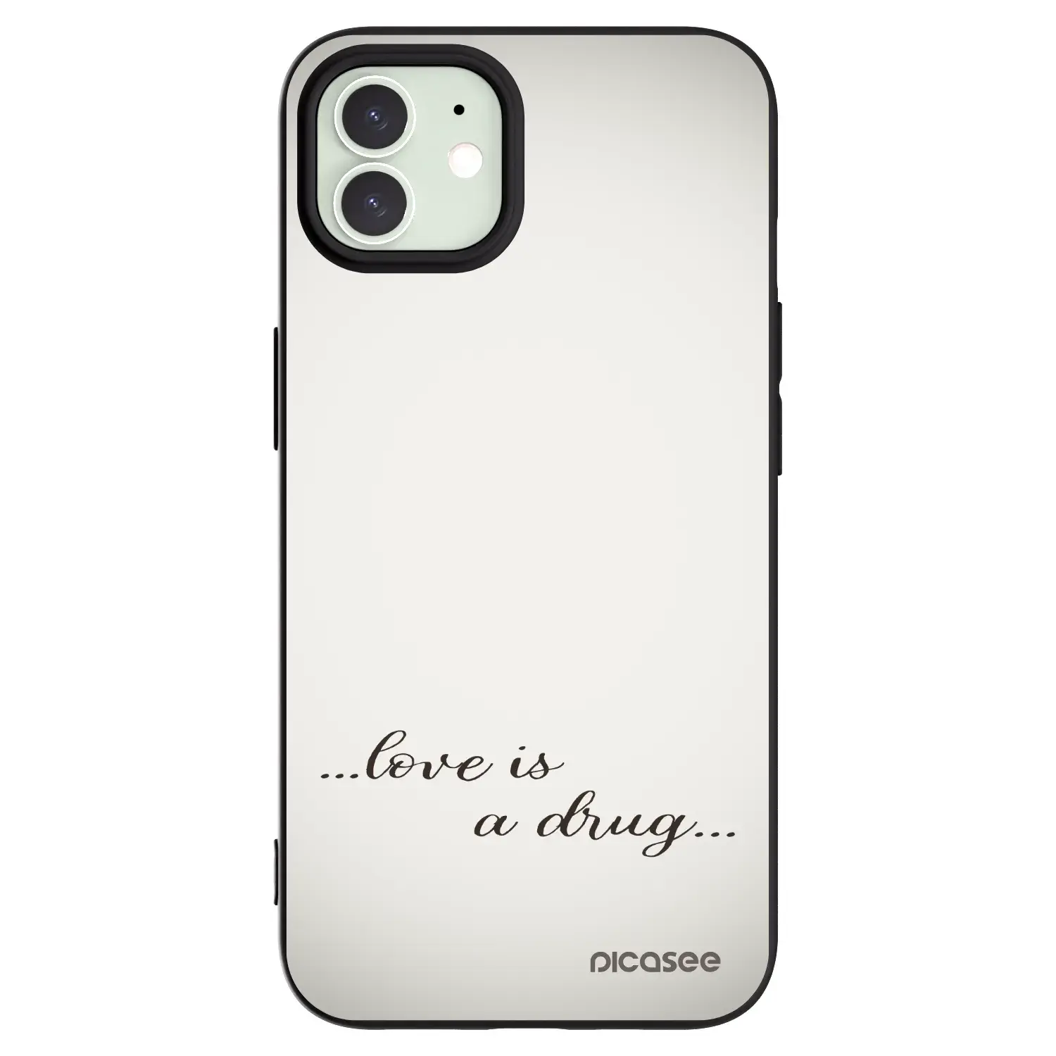 Silikonový černý obal pro Apple iPhone 12 - Love is a drug