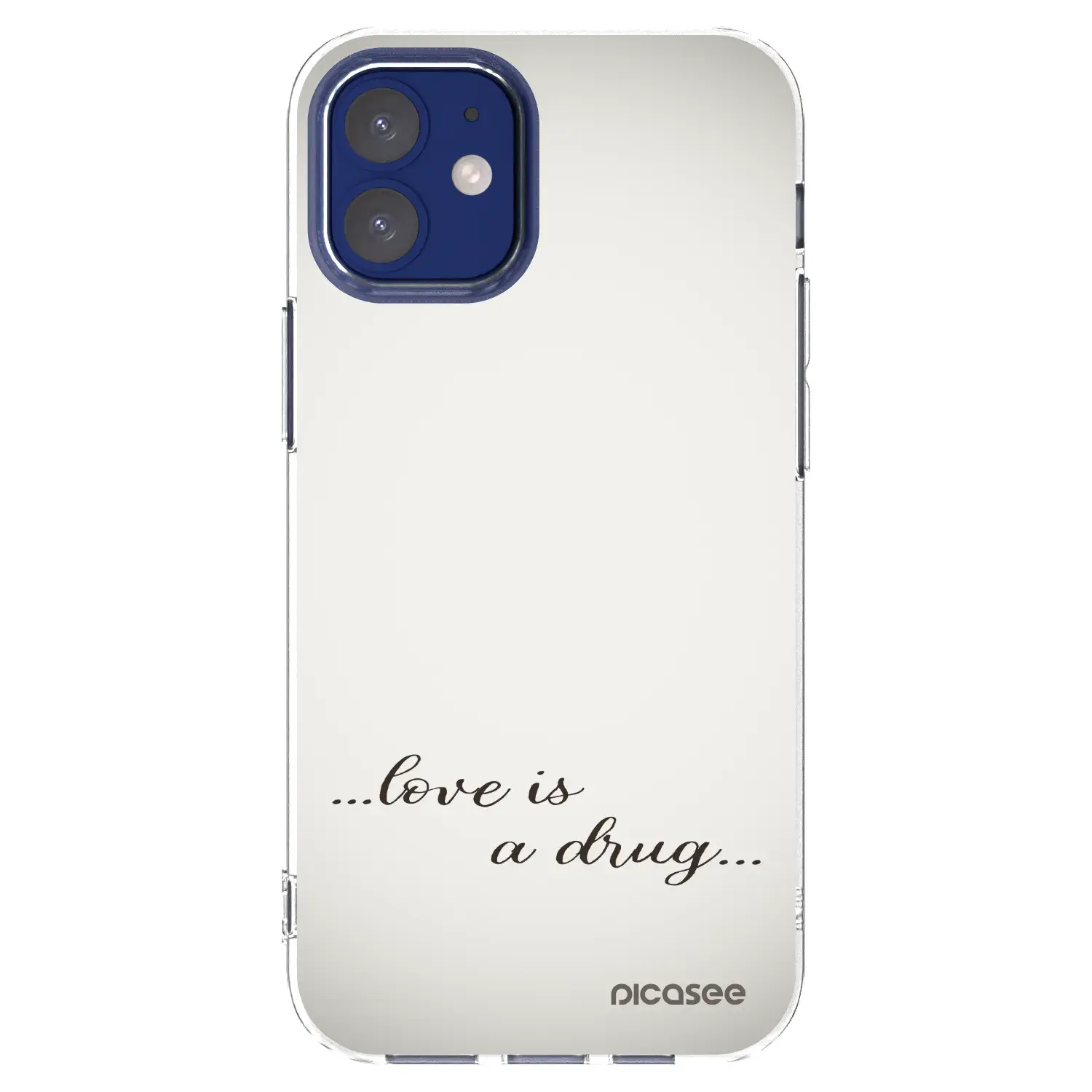 Silikonový průhledný obal pro Apple iPhone 12 mini - Love is a drug