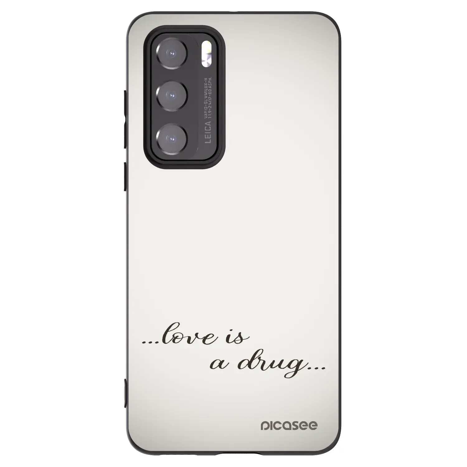 Silikonový černý obal pro Huawei P40 - Love is a drug