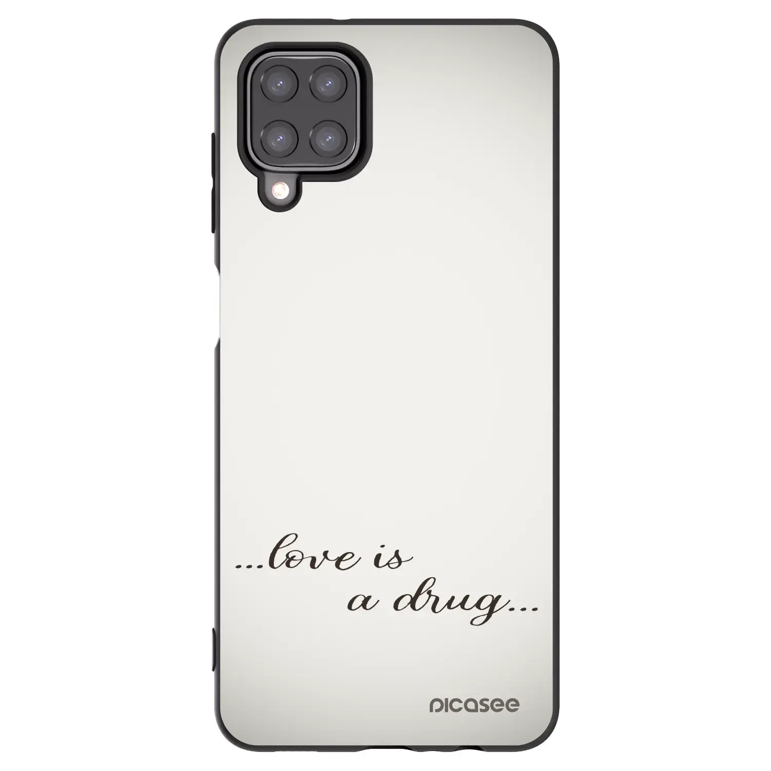 Silikonový černý obal pro Samsung Galaxy A12 A125F - Love is a drug