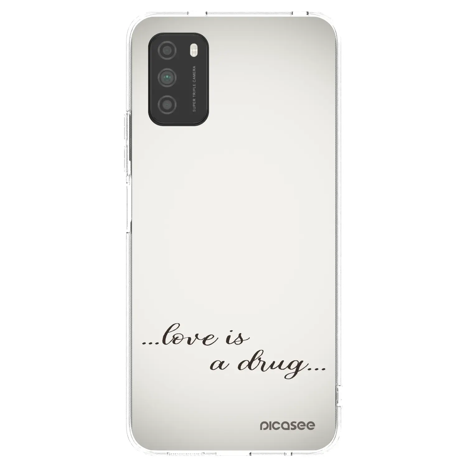 Silikonový průhledný obal pro Xiaomi Poco M3 - Love is a drug