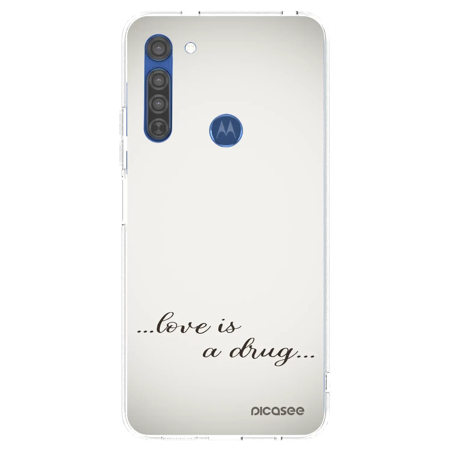 Silikonový průhledný obal pro Motorola Moto G8 - Love is a drug