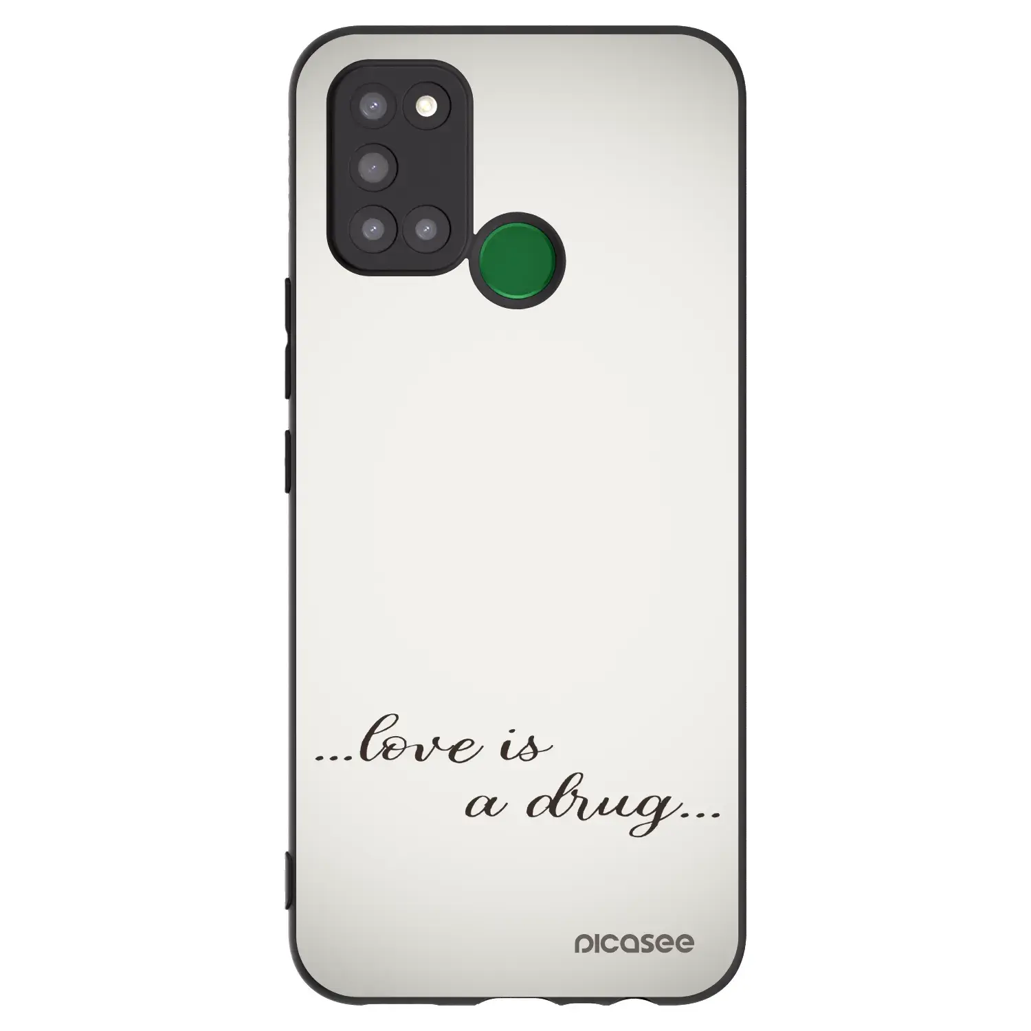 Silikonový černý obal pro Realme 7i - Love is a drug