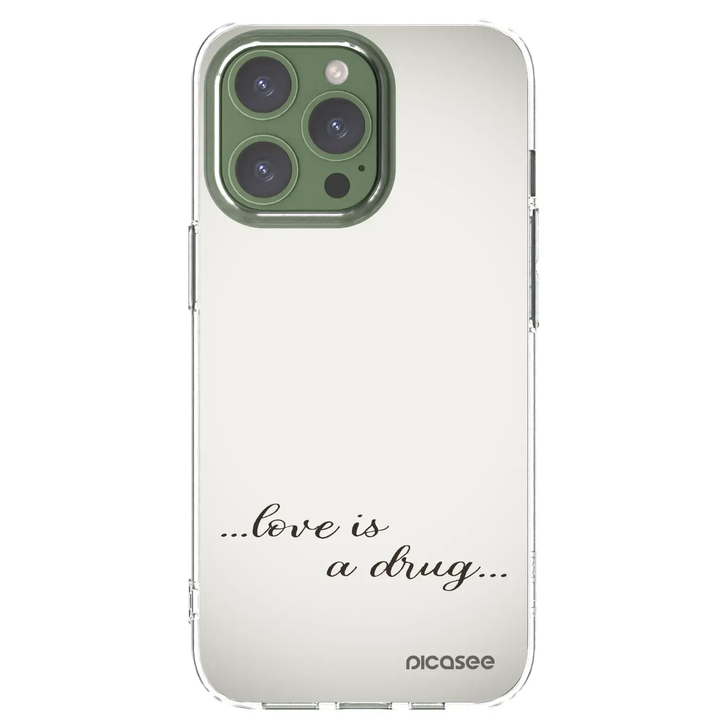 Silikonový průhledný obal pro Apple iPhone 13 Pro - Love is a drug