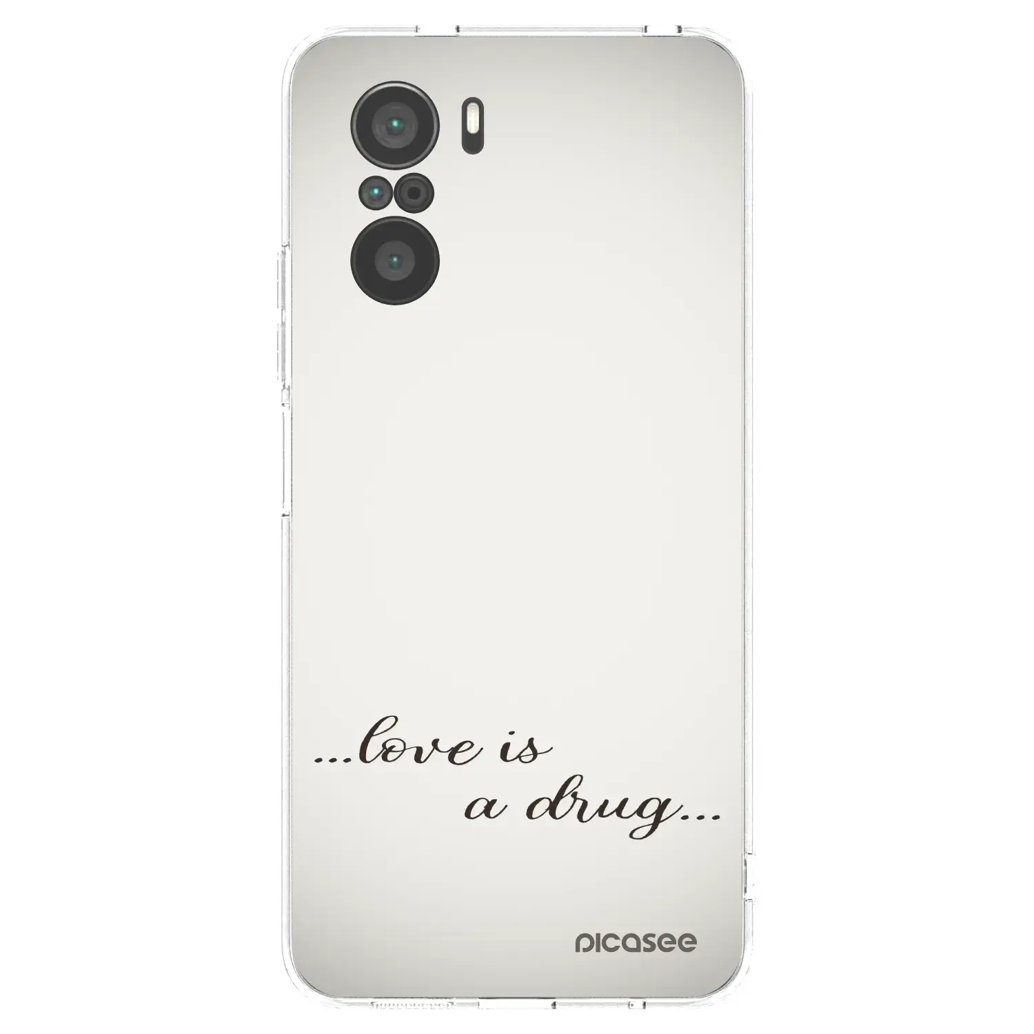 Silikonový průhledný obal pro Xiaomi Poco F3 - Love is a drug