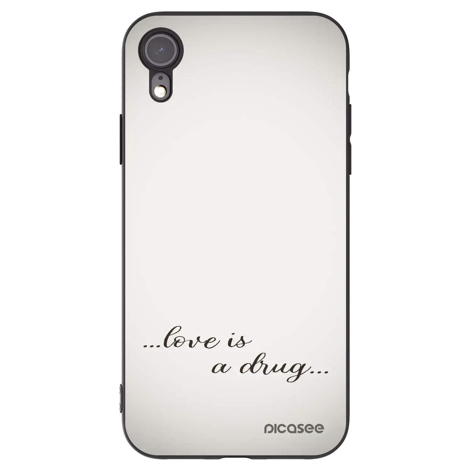 Silikonový černý obal pro Apple iPhone XR - Love is a drug
