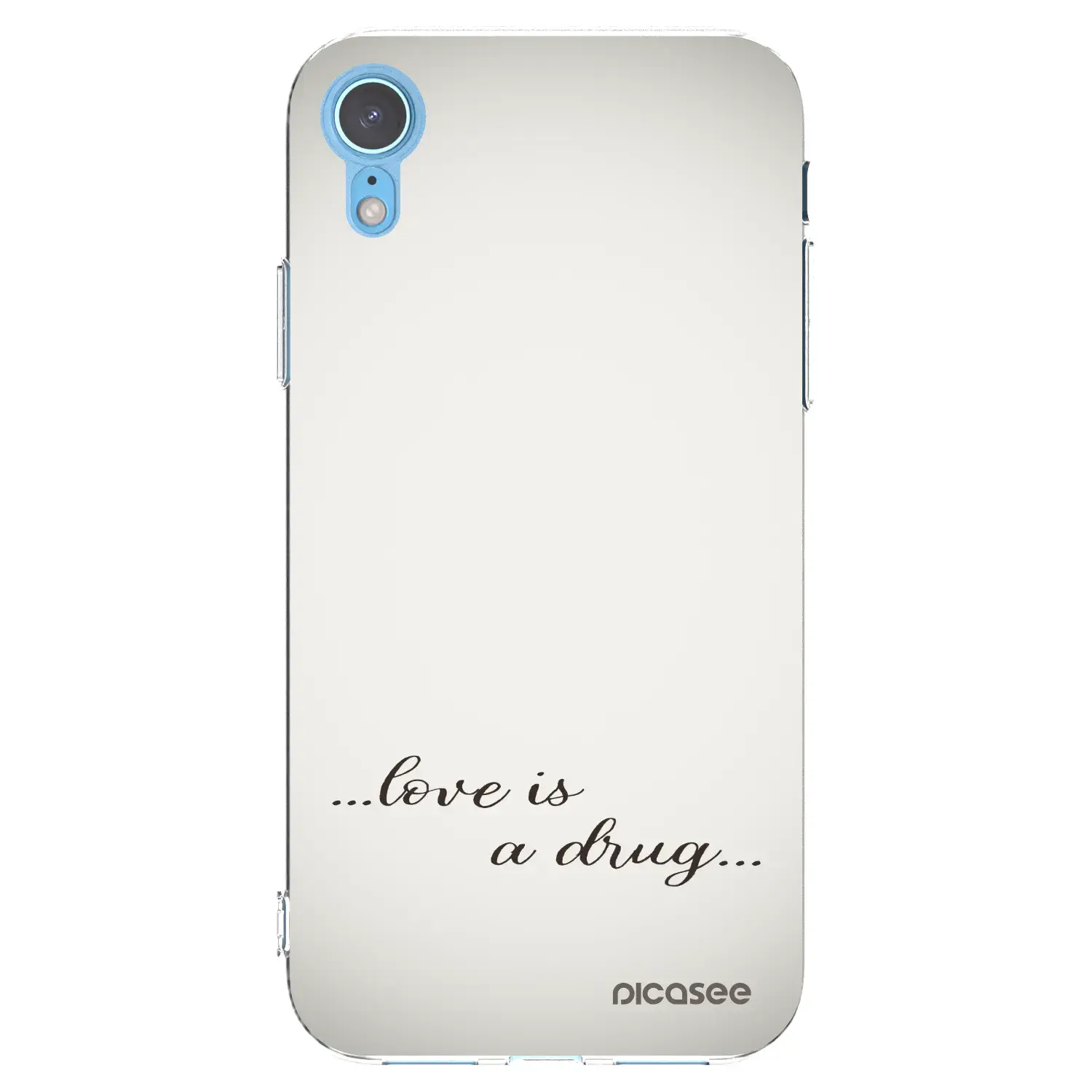 Silikonový průhledný obal pro Apple iPhone XR - Love is a drug