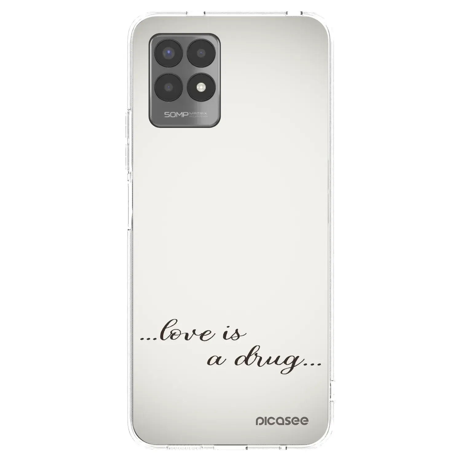 Silikonový průhledný obal pro Realme 8i - Love is a drug
