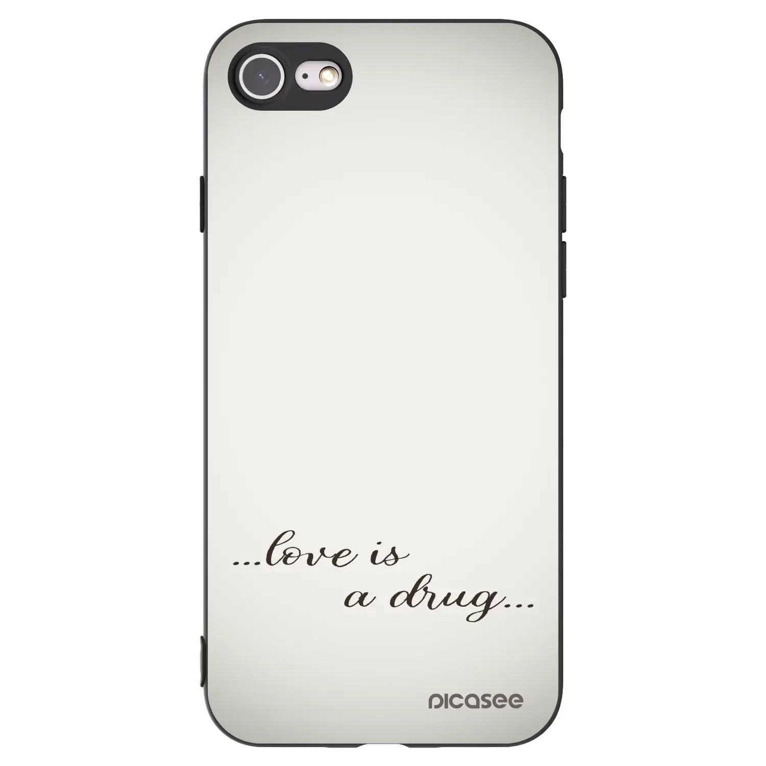 Silikonový černý obal pro Apple iPhone SE 2022 - Love is a drug