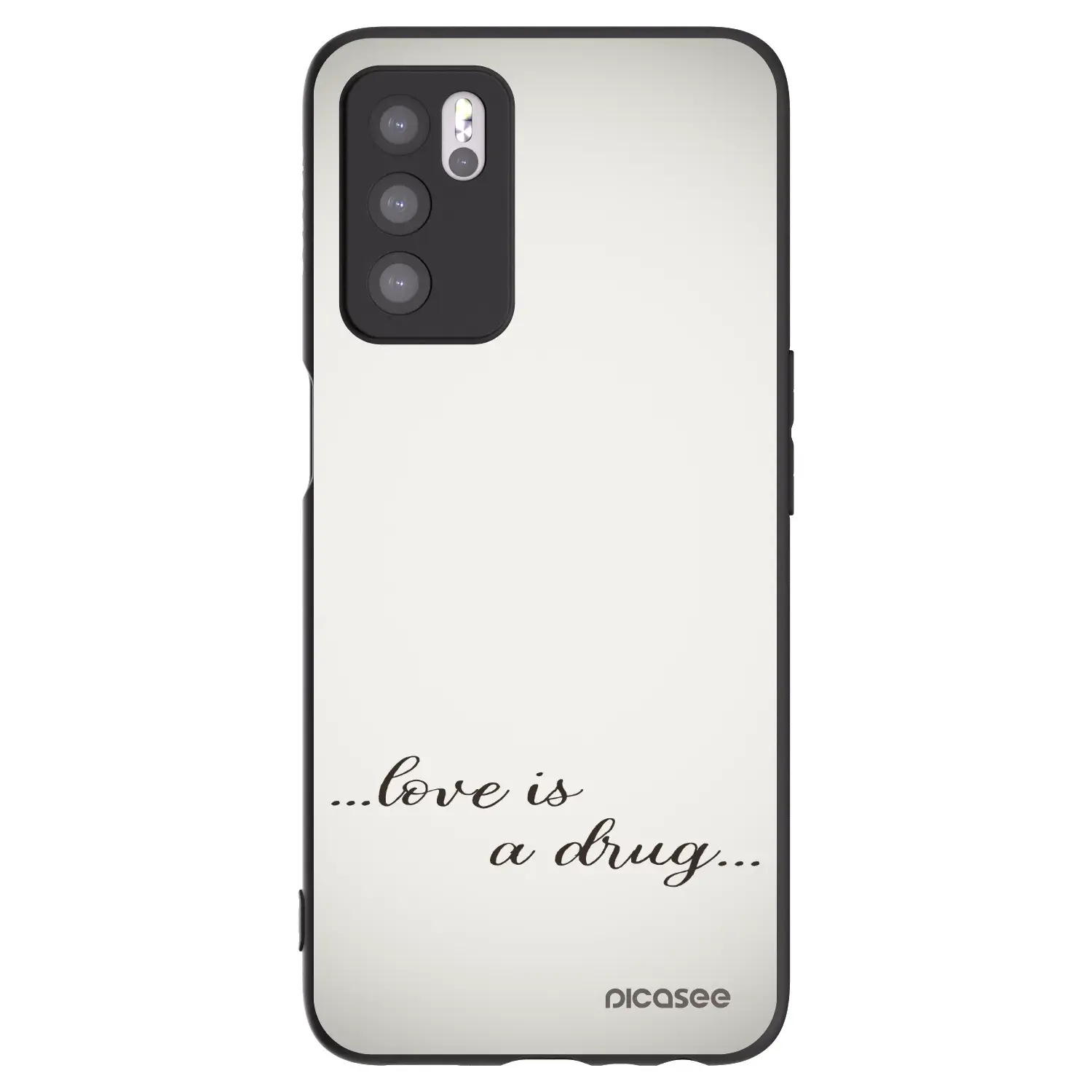 Silikonový černý obal pro OPPO A16 - Love is a drug