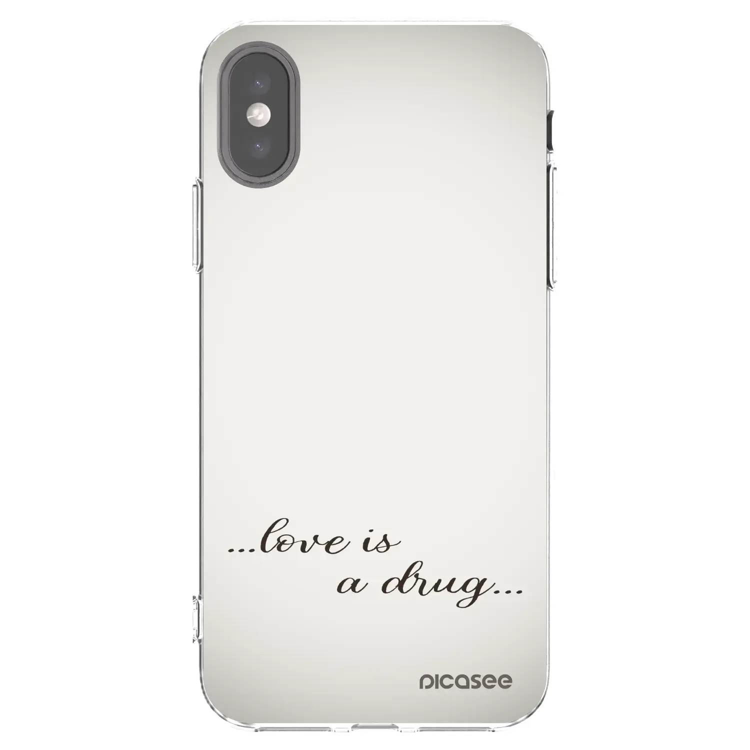 Silikonový průhledný obal pro Apple iPhone X/XS - Love is a drug