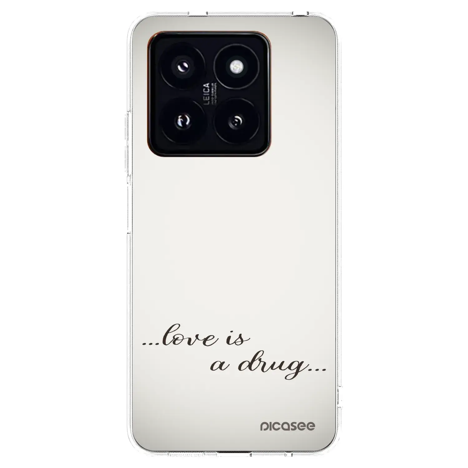 Silikonový průhledný obal pro Xiaomi 14 Pro - Love is a drug