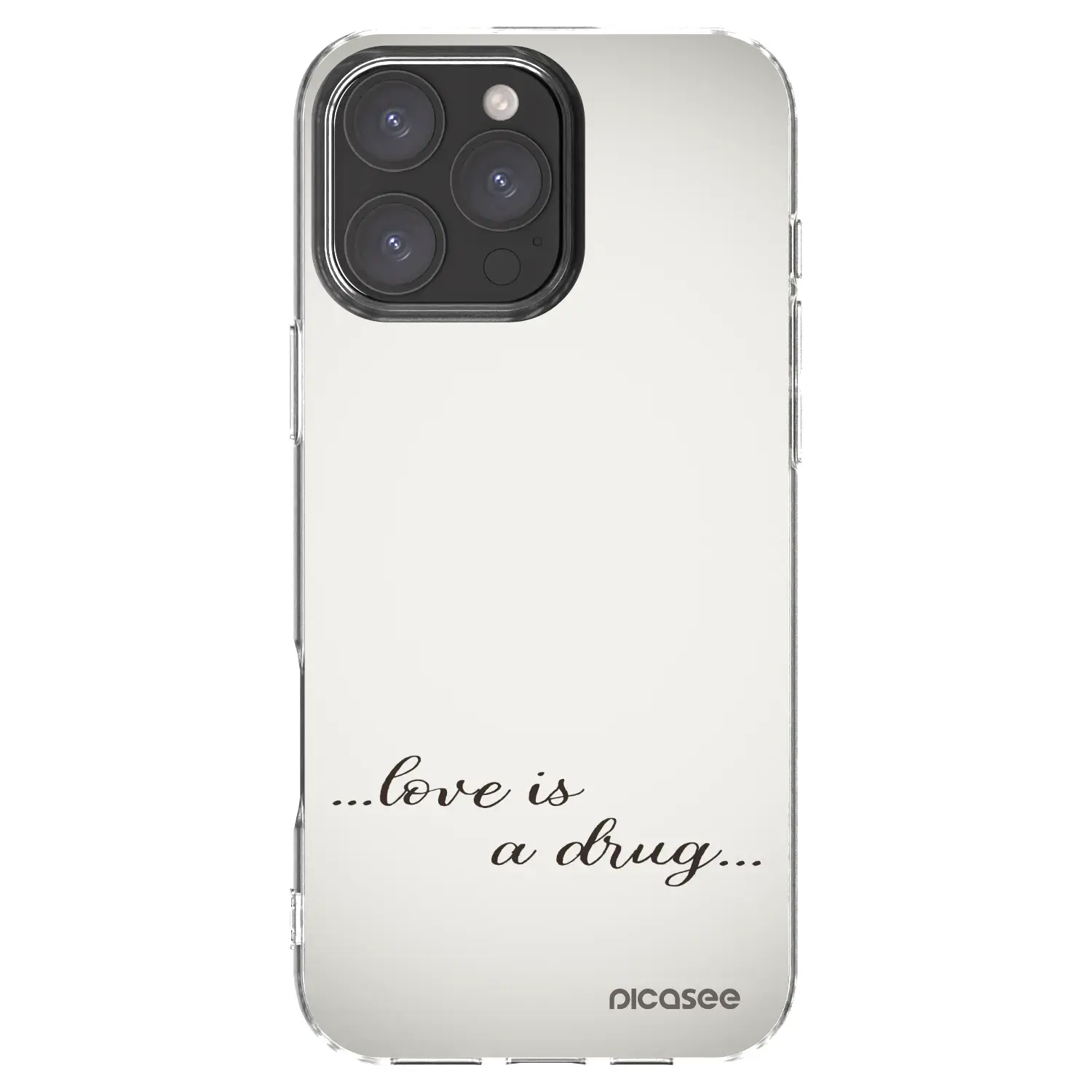 Silikonový průhledný obal pro Apple iPhone 16 Pro Max - Love is a drug
