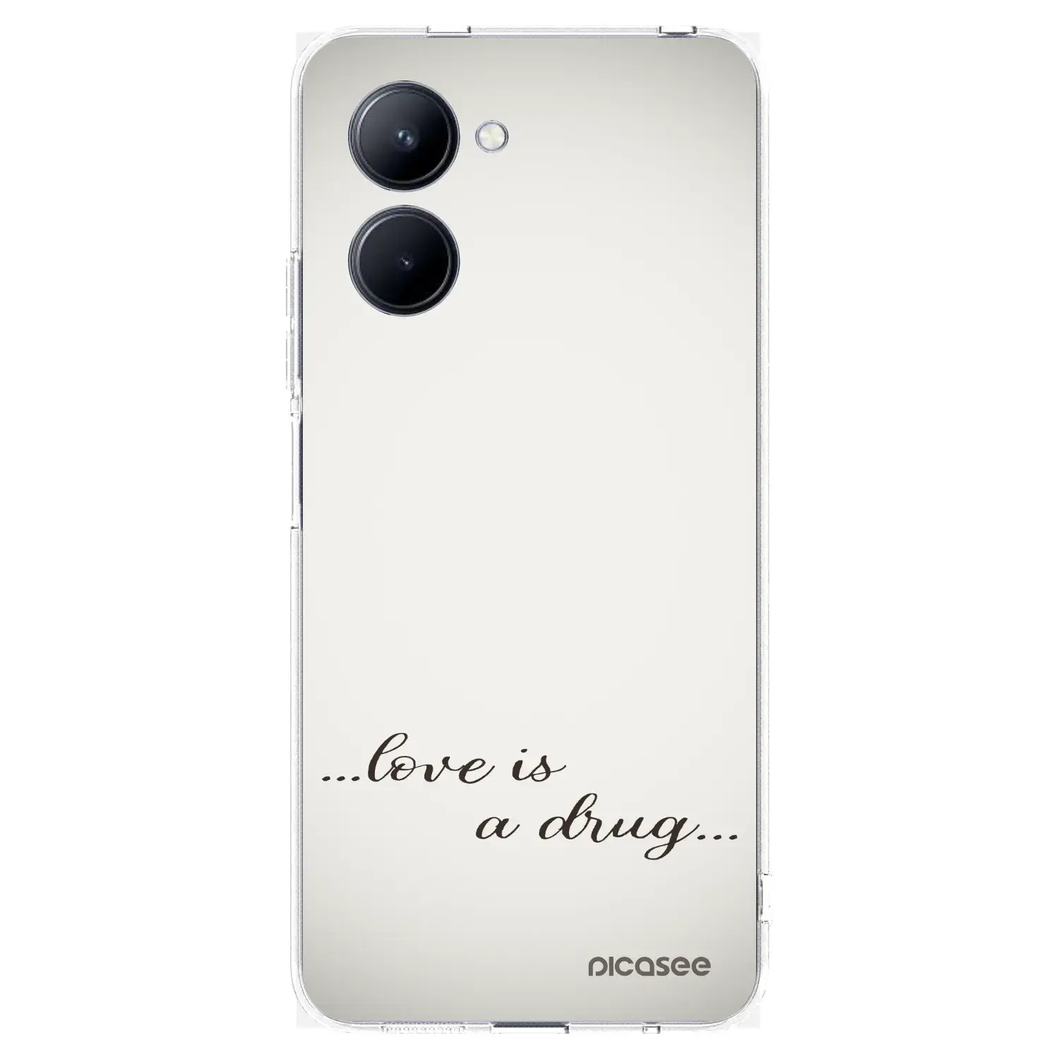 Silikonový průhledný obal pro Realme C33 (2023) - Love is a drug