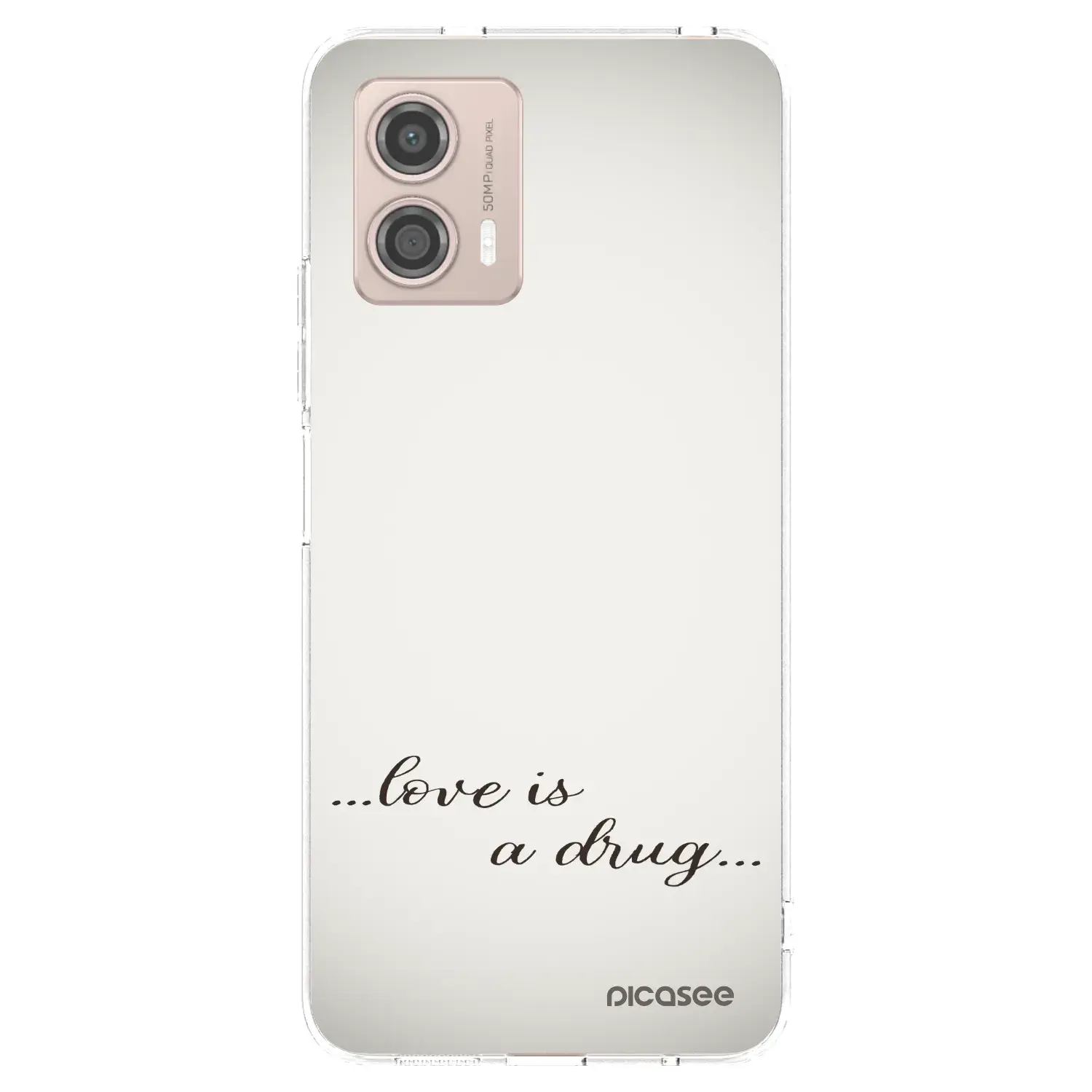 Silikonový průhledný obal pro Motorola Moto G53 5G - Love is a drug