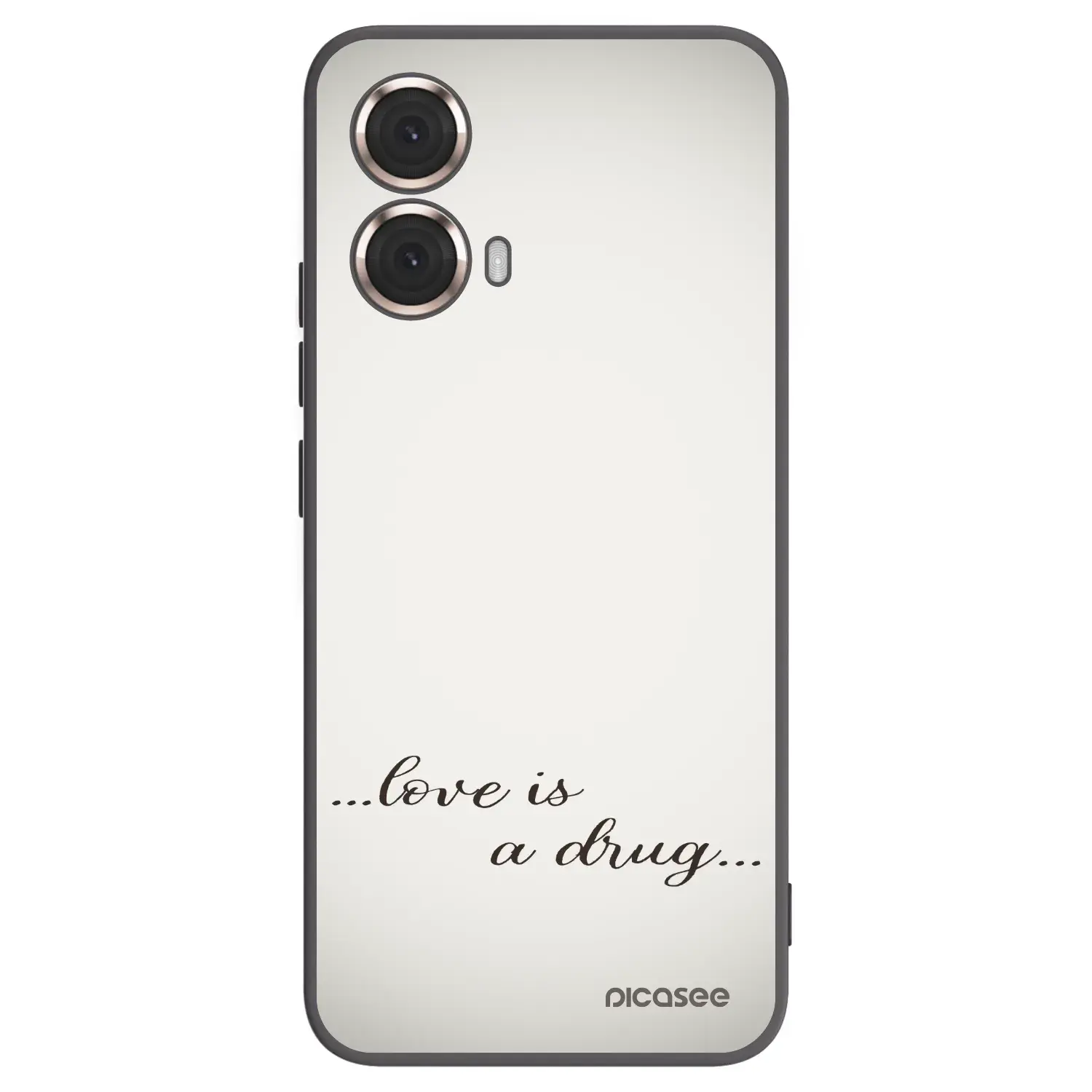 Silikonový černý obal pro Motorola Moto G85 - Love is a drug