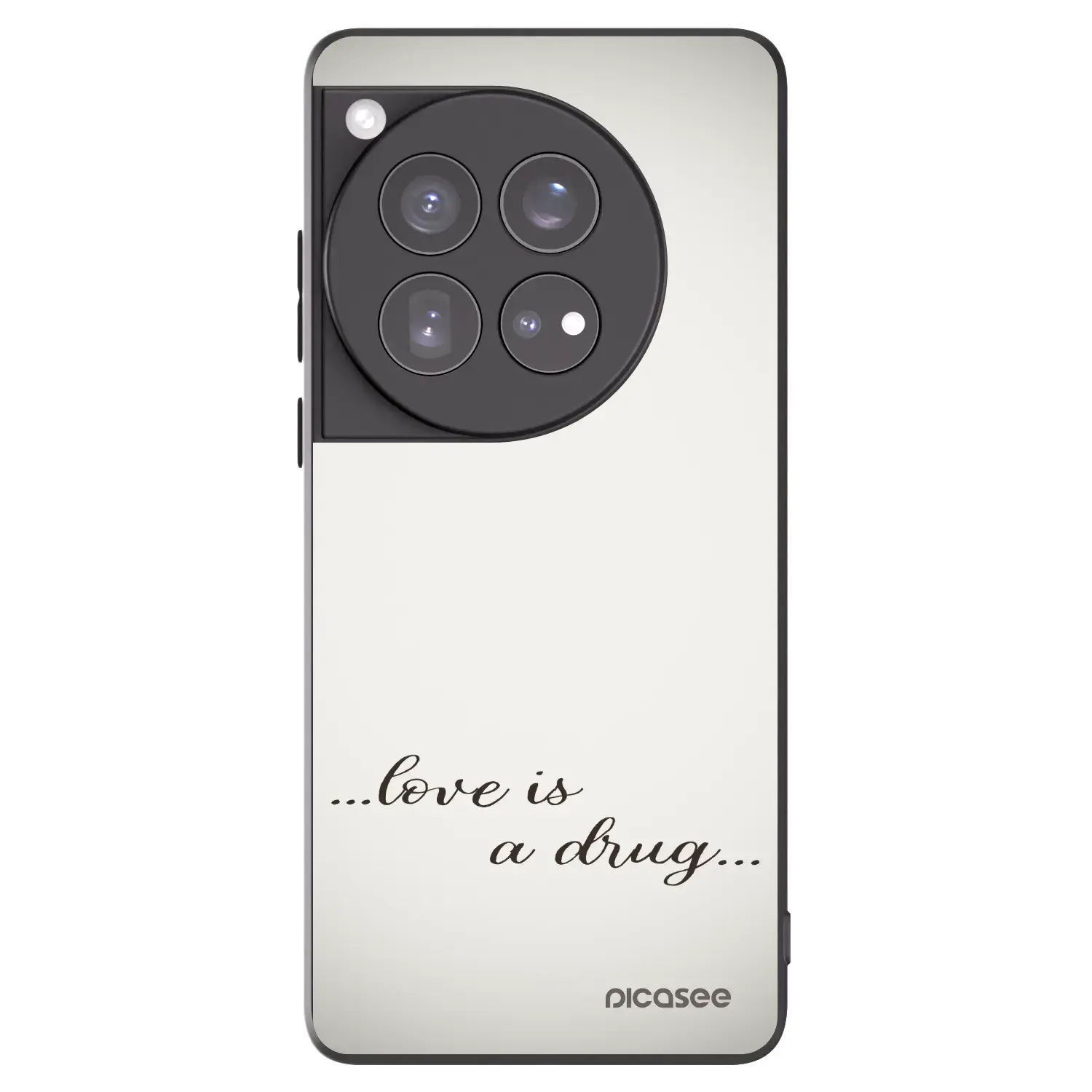 Silikonový černý obal pro OnePlus 12 5G - Love is a drug