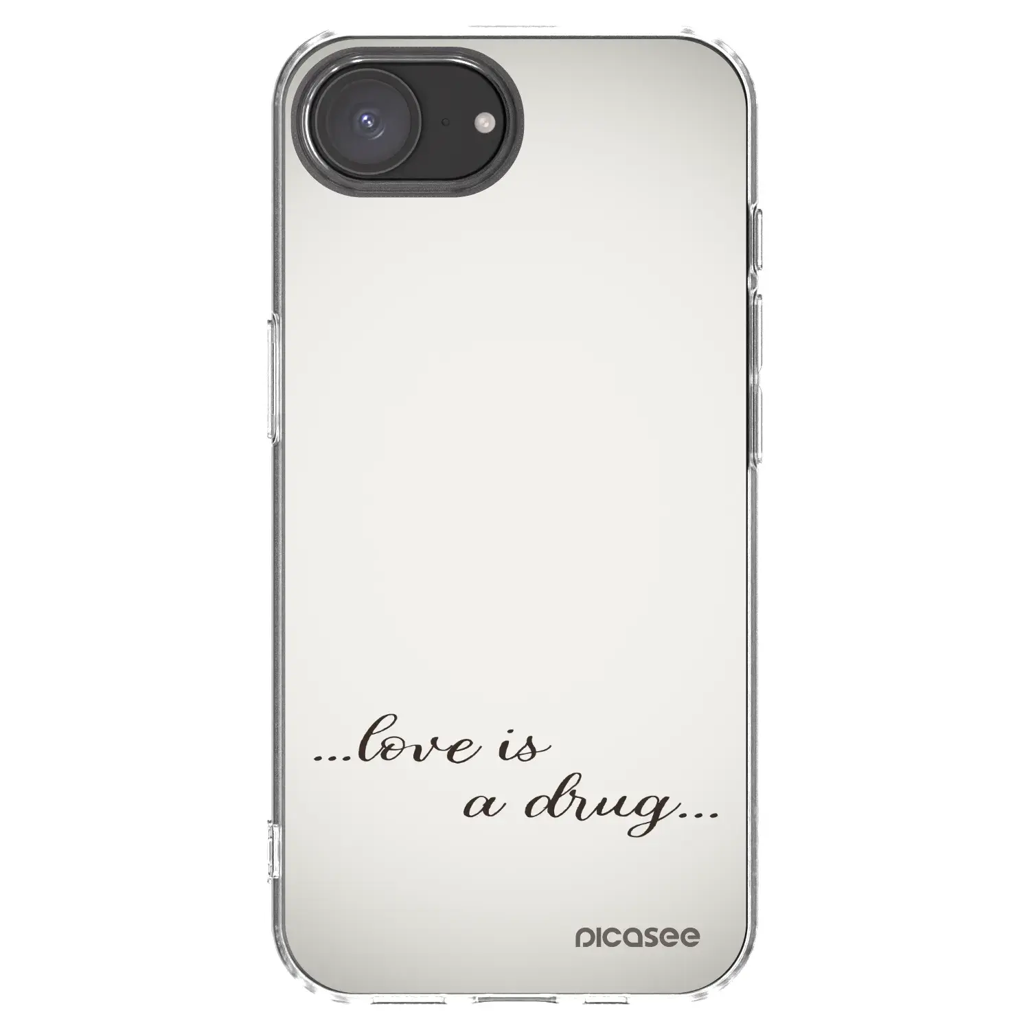 Silikonový průhledný obal pro Apple iPhone 16e - Love is a drug