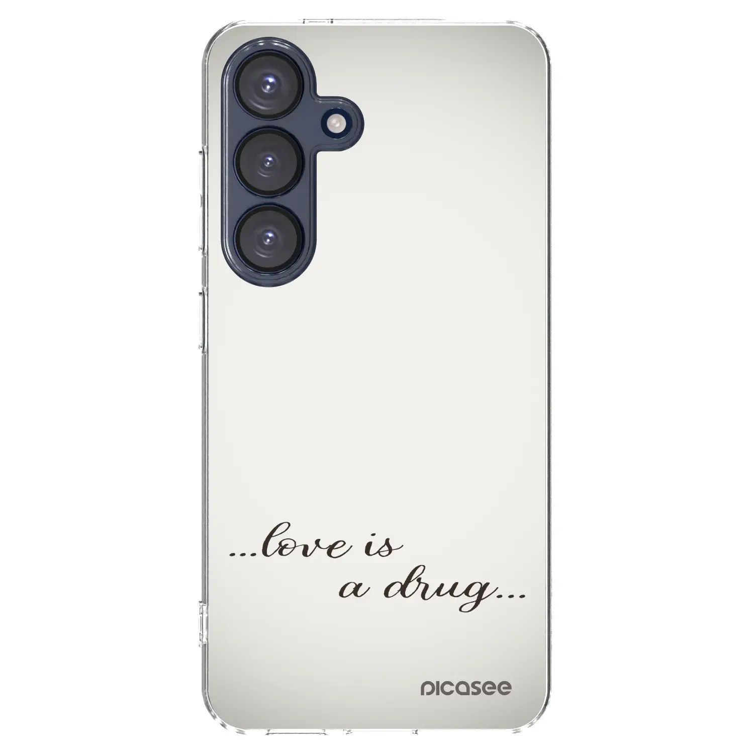 Silikonový průhledný obal pro Samsung Galaxy S25 5G - Love is a drug
